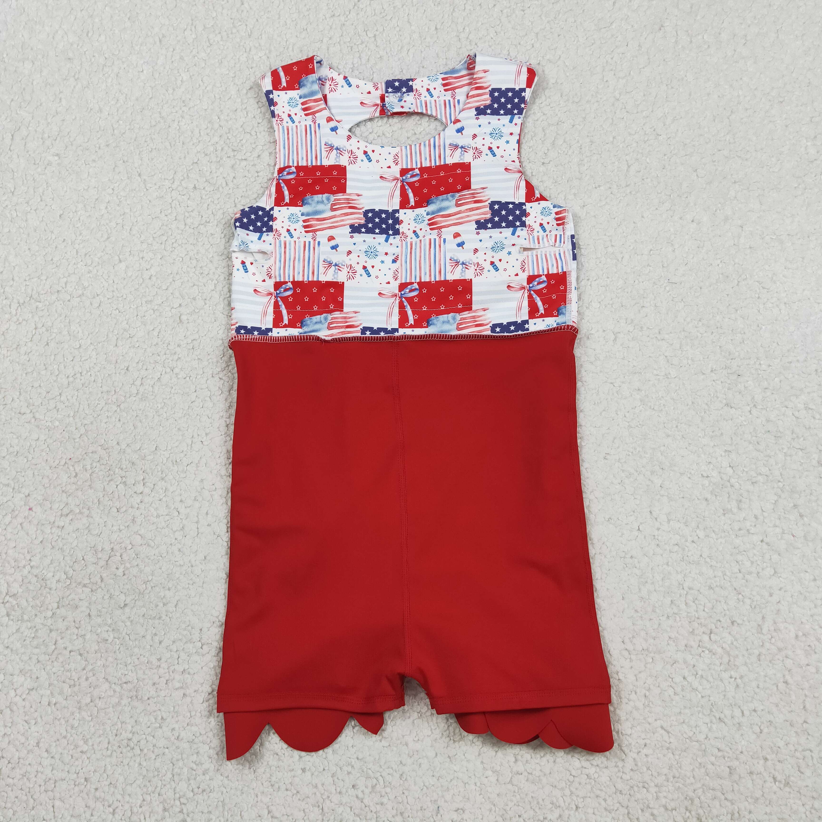 GSD3945 RTS toddler clothes flag girl 4th of July yoga summer dress sports dress
