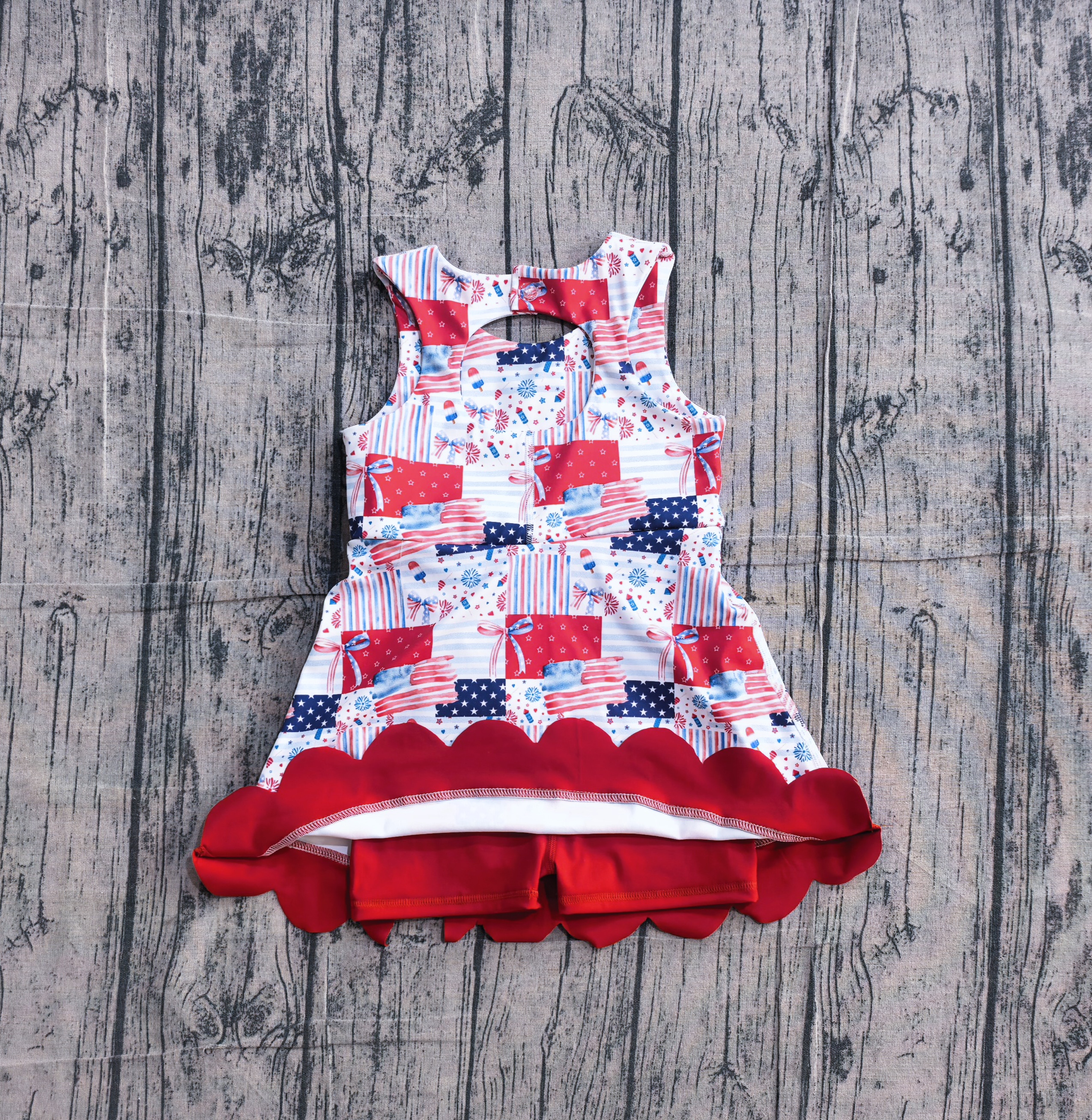 GSD3945 pre-order toddler clothes flag print girl 4th of July yoga summer dress-real pic 2026.4.9 