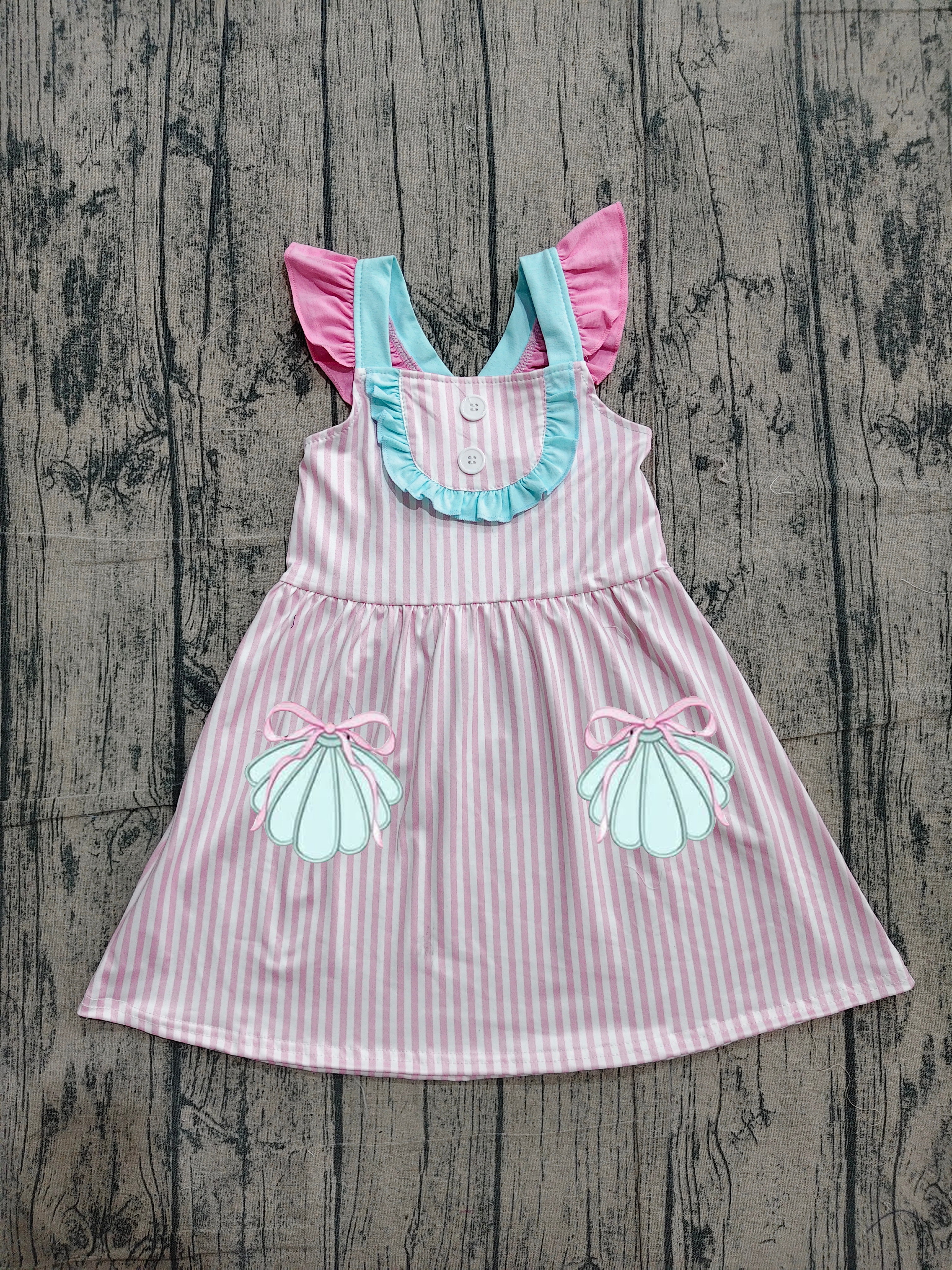 GSD3958 pre-order toddler clothes shell print girl  summer dress-real pic 2026.4.12 