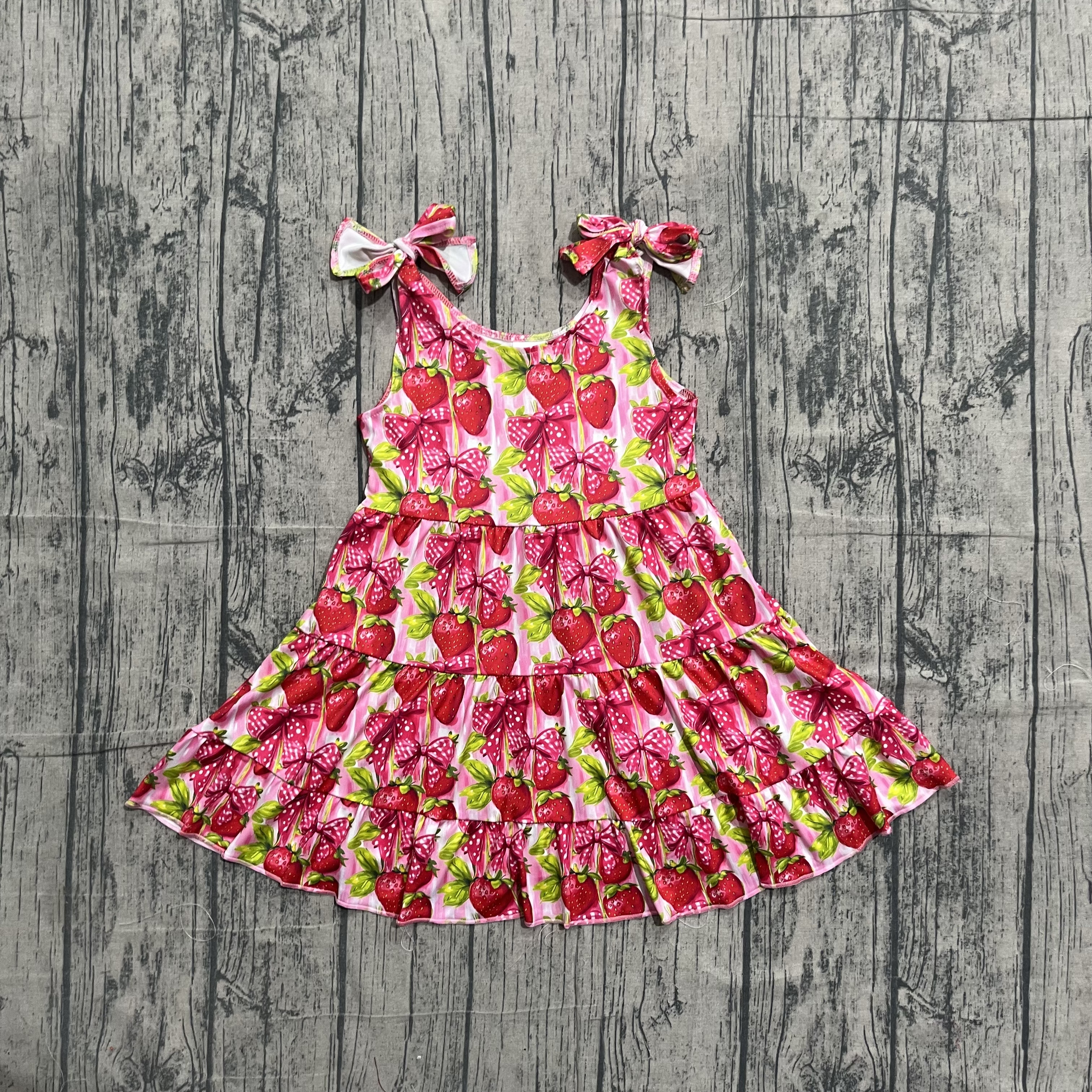 GSD3964 pre-order toddler clothes strawberry print girl  summer dress-real pic 2026.5.9 