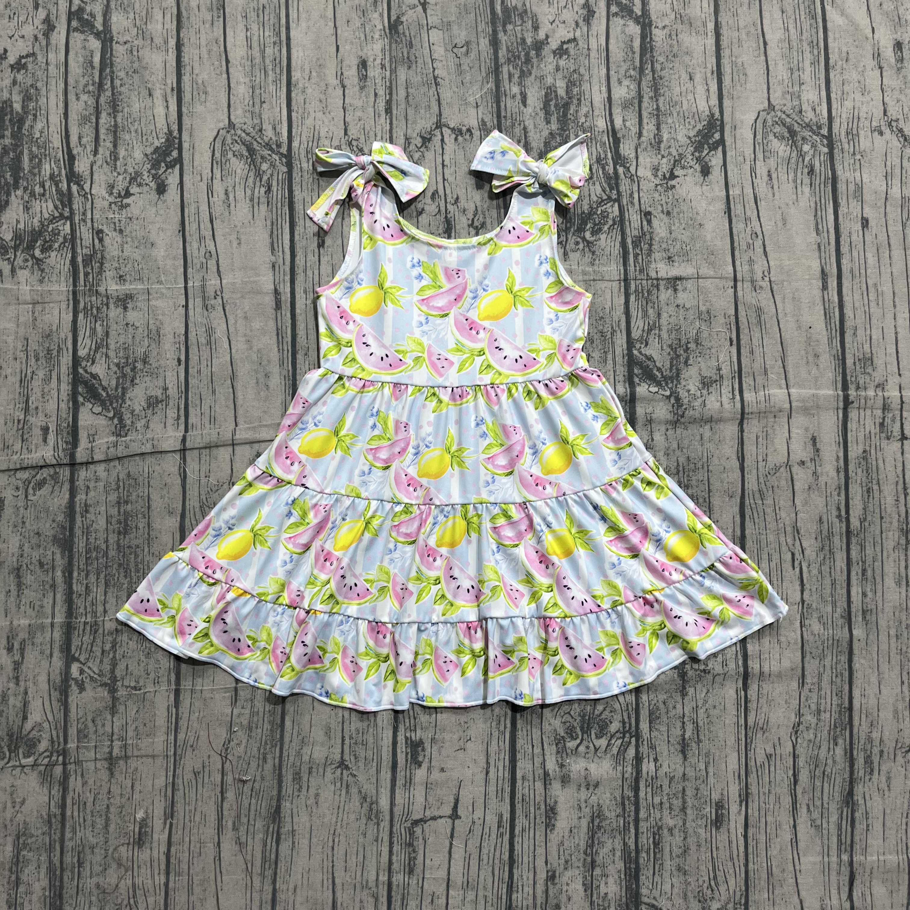 GSD3965 pre-order toddler clothes watermelon print girl  summer dress-real pic 2026.5.9 