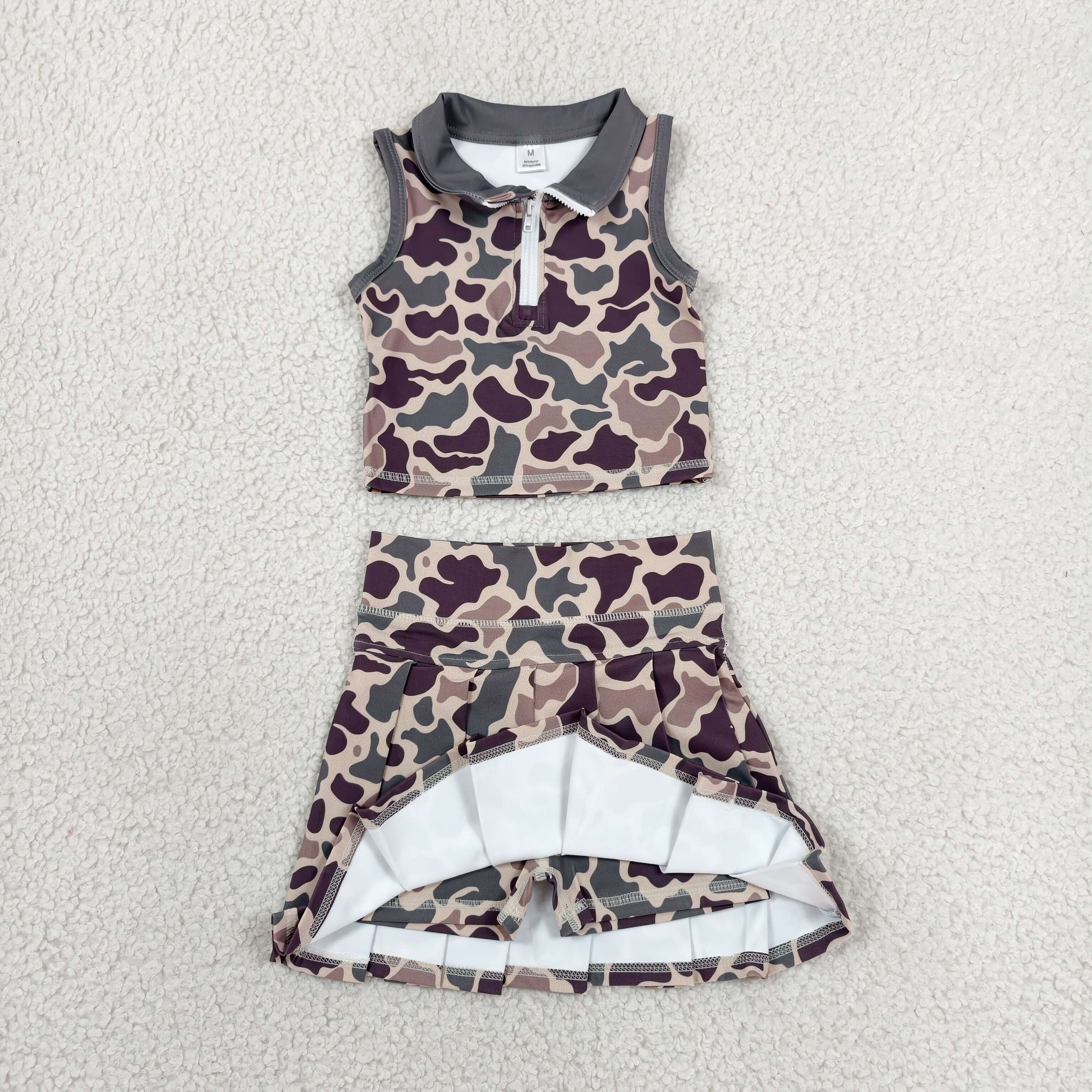 GSD3969 RTS toddler clothes camo girl summer yoga set sports clothing set