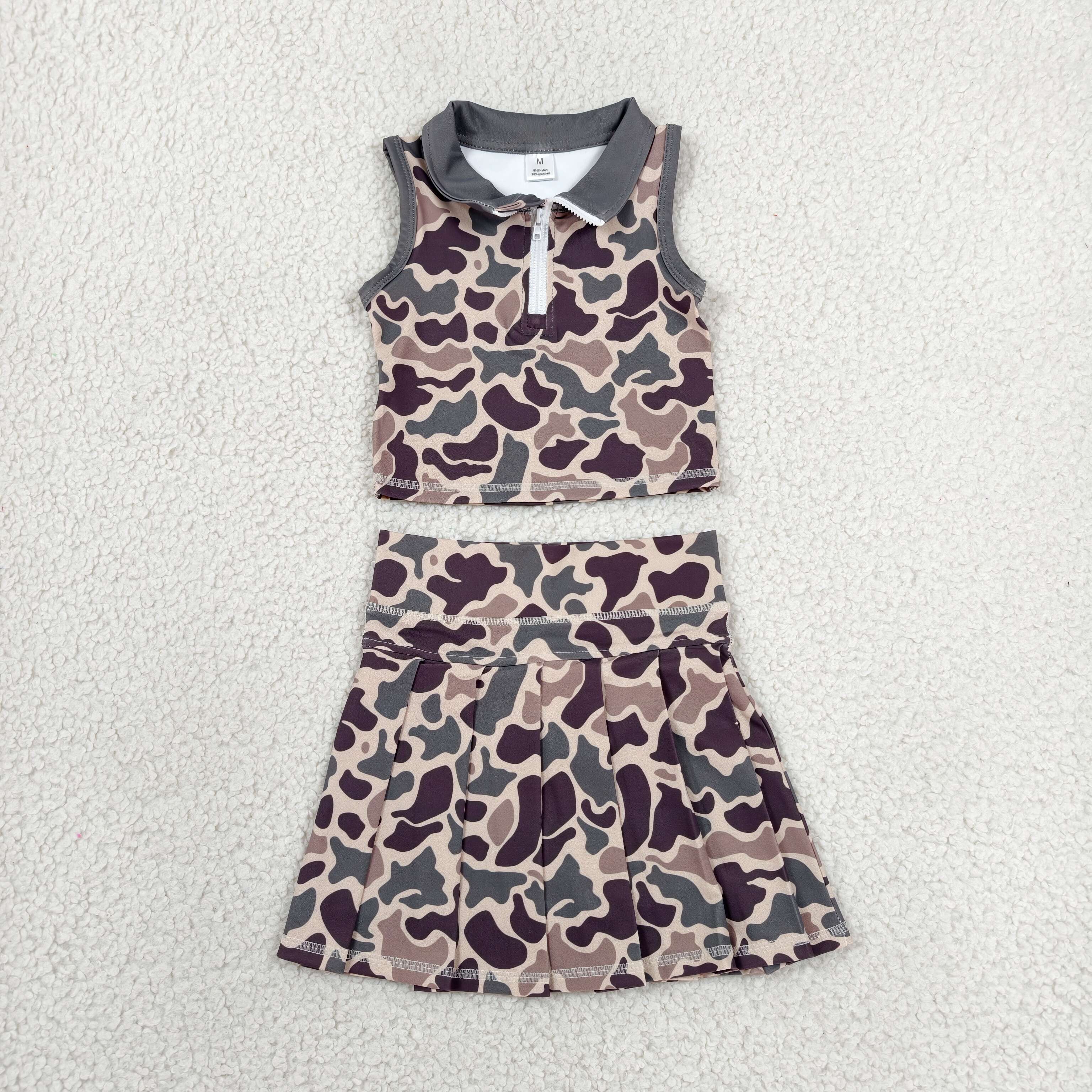 GSD3969 RTS toddler clothes camo girl summer yoga set sports clothing set