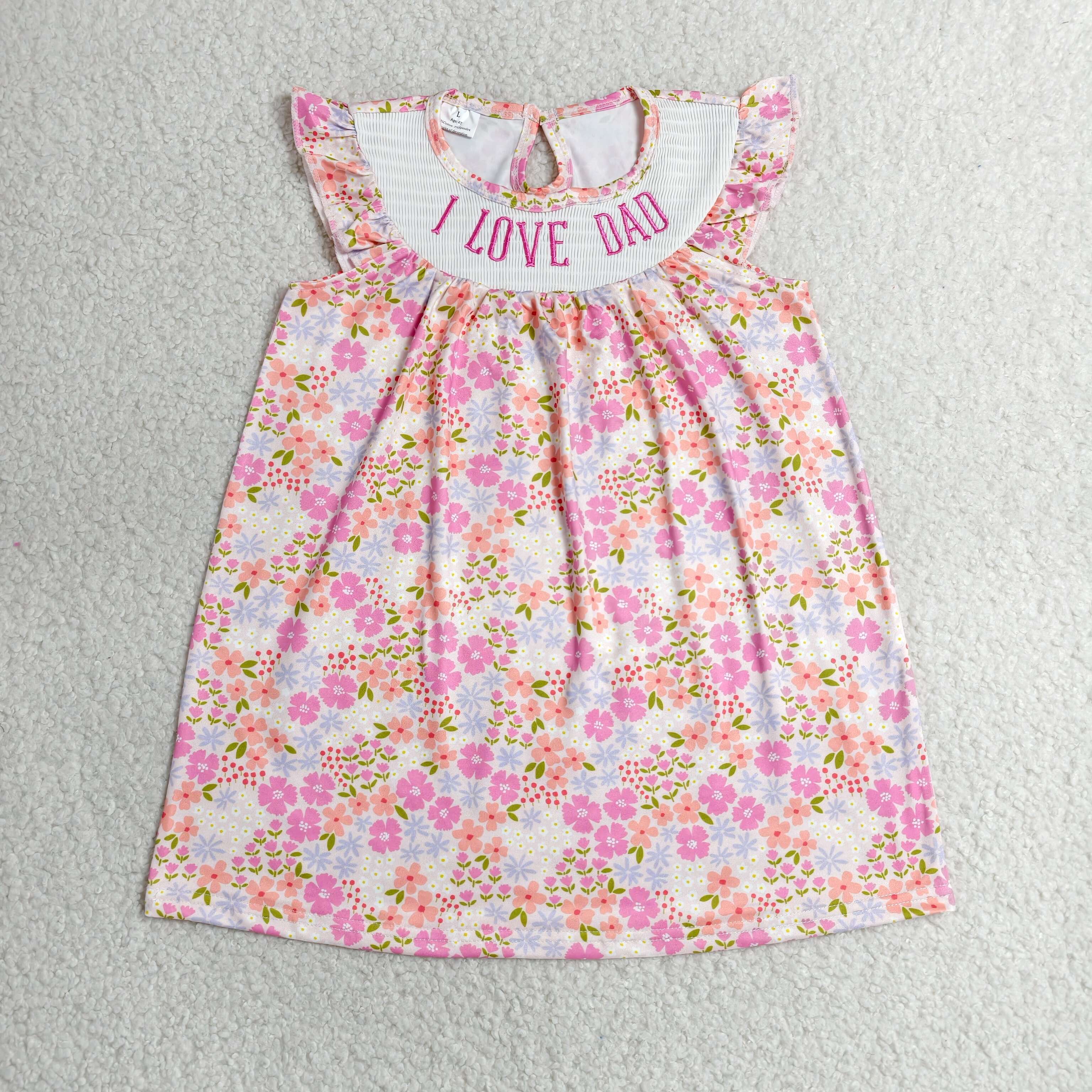 GSD3986 RTS toddler clothes I love dad smock girl summer dress 