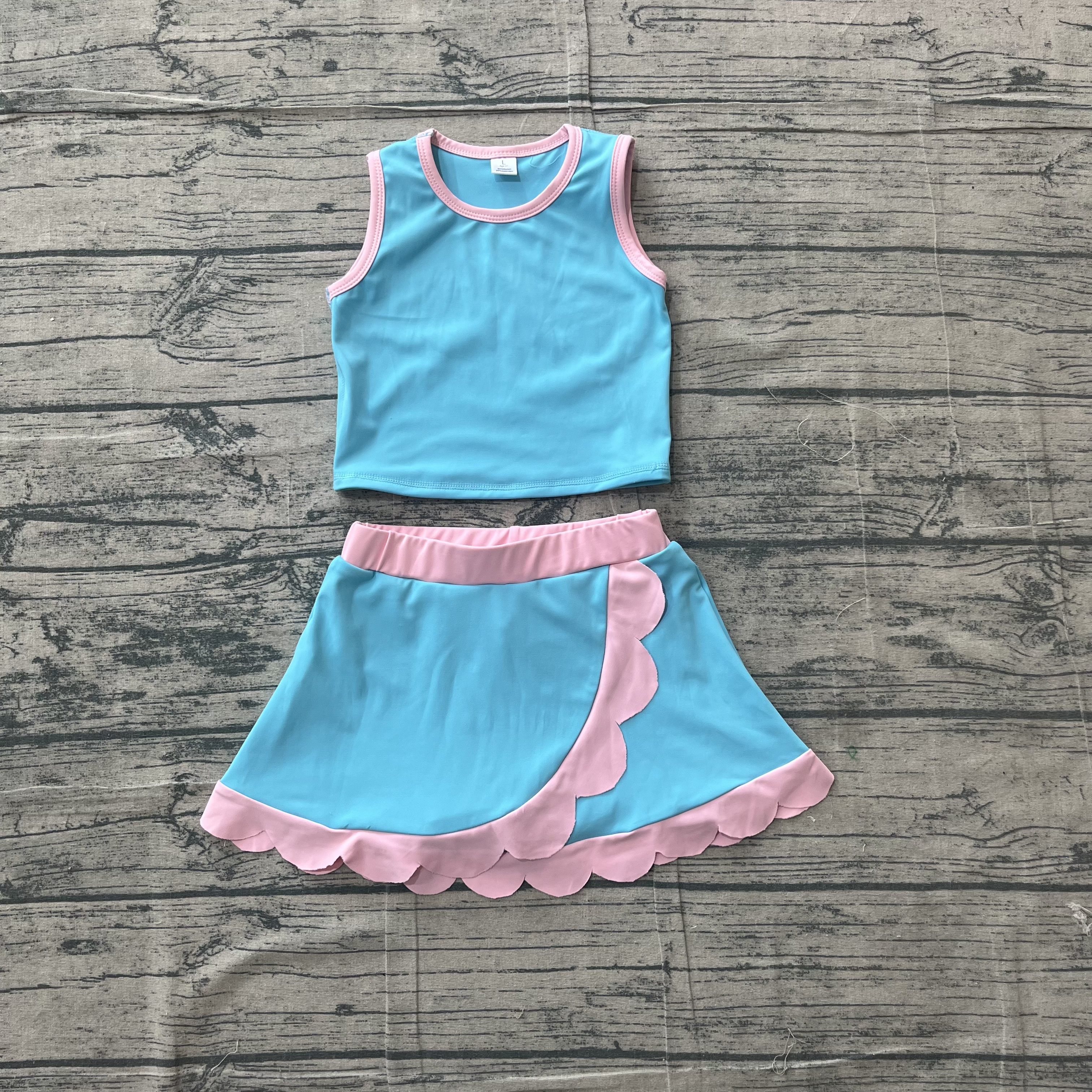 GSD4013 pre-order toddler clothes blue print girl summer yoga set-real pic 2026.5.5 