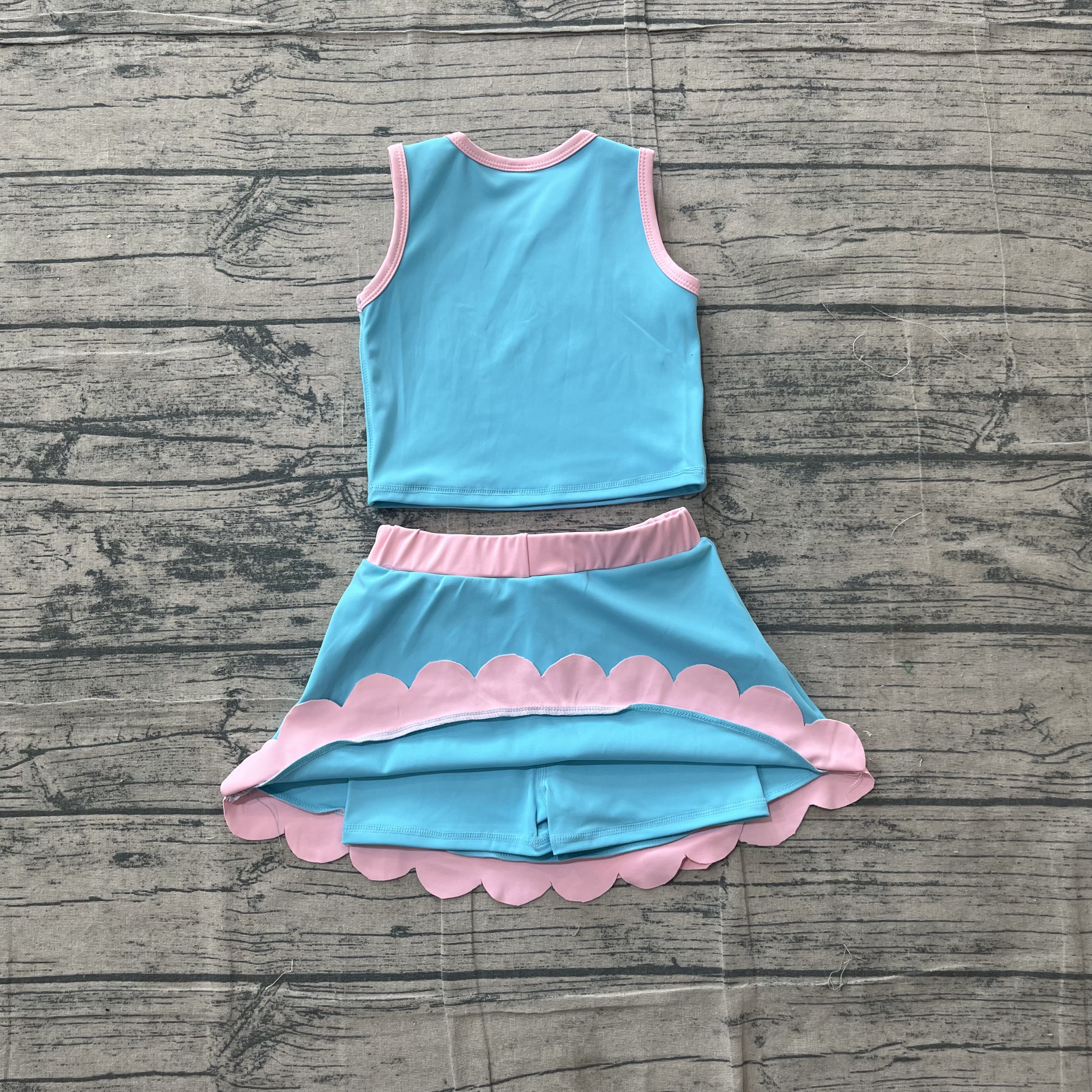 GSD4013 pre-order toddler clothes blue print girl summer yoga set-real pic 2026.5.5 