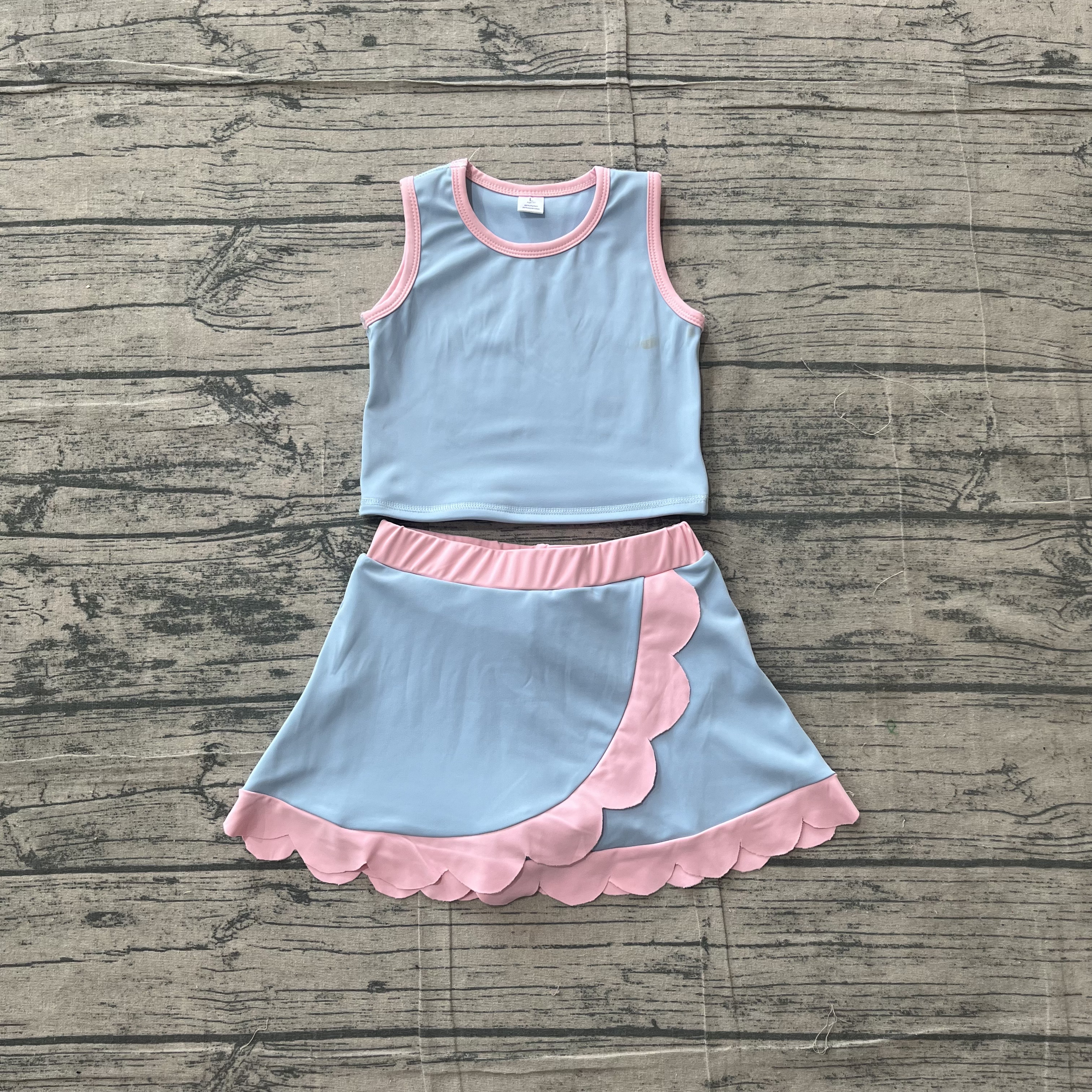 GSD4014 pre-order toddler clothes blue print girl summer yoga set-real pic 2026.5.5 