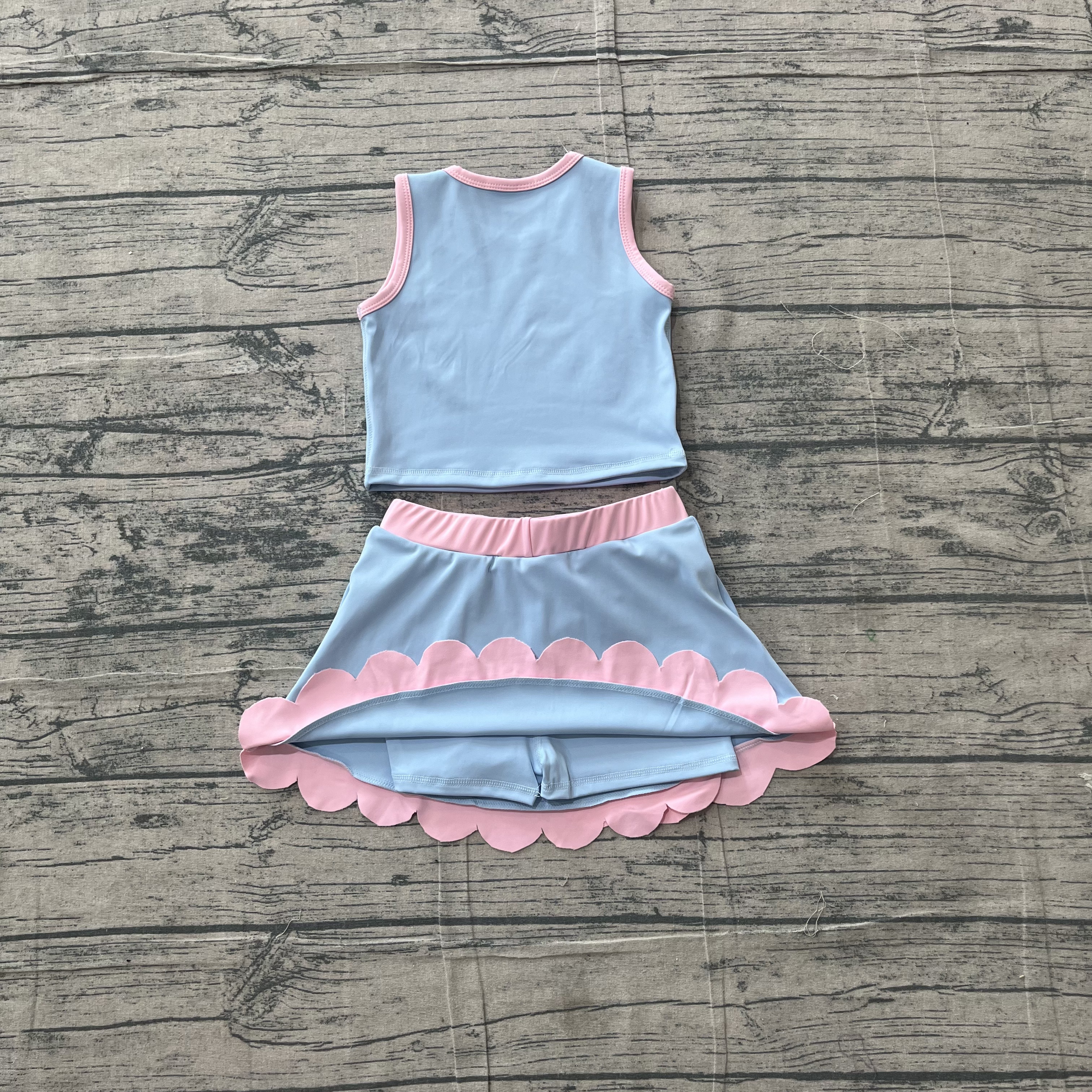 GSD4014 pre-order toddler clothes blue print girl summer yoga set-real pic 2026.5.5 