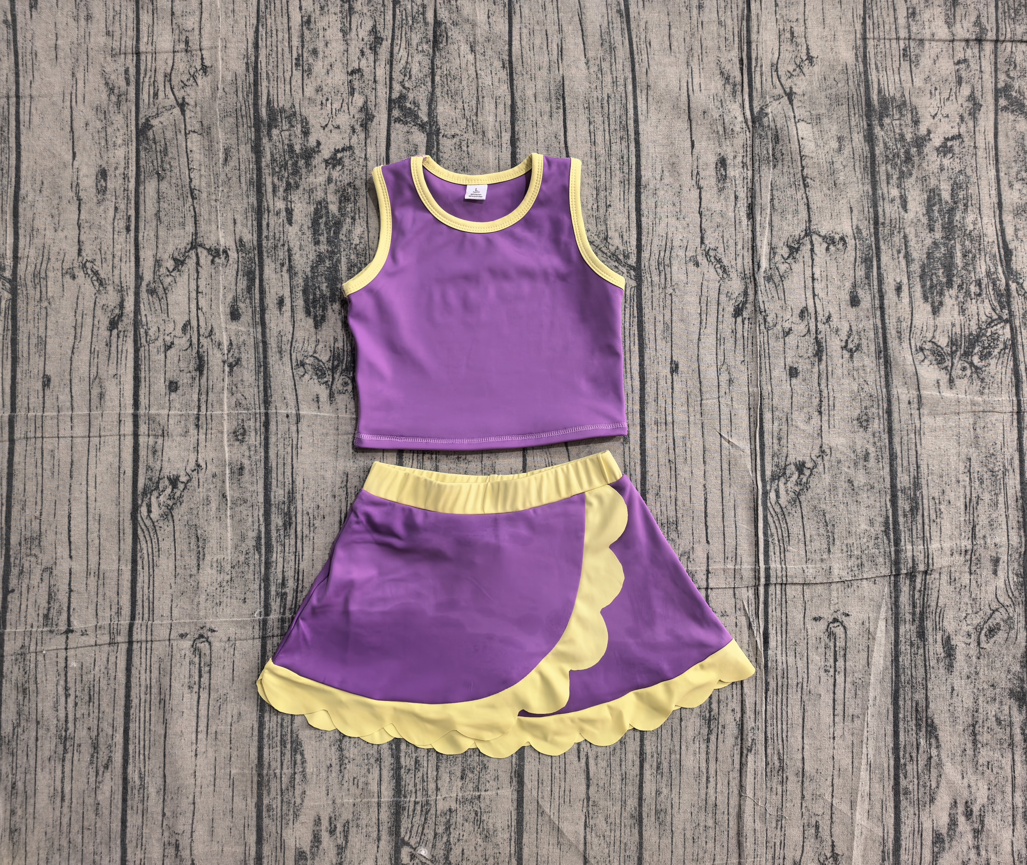 GSD4015 pre-order toddler clothes purple print girl summer yoga set-real pic 2026.5.13 