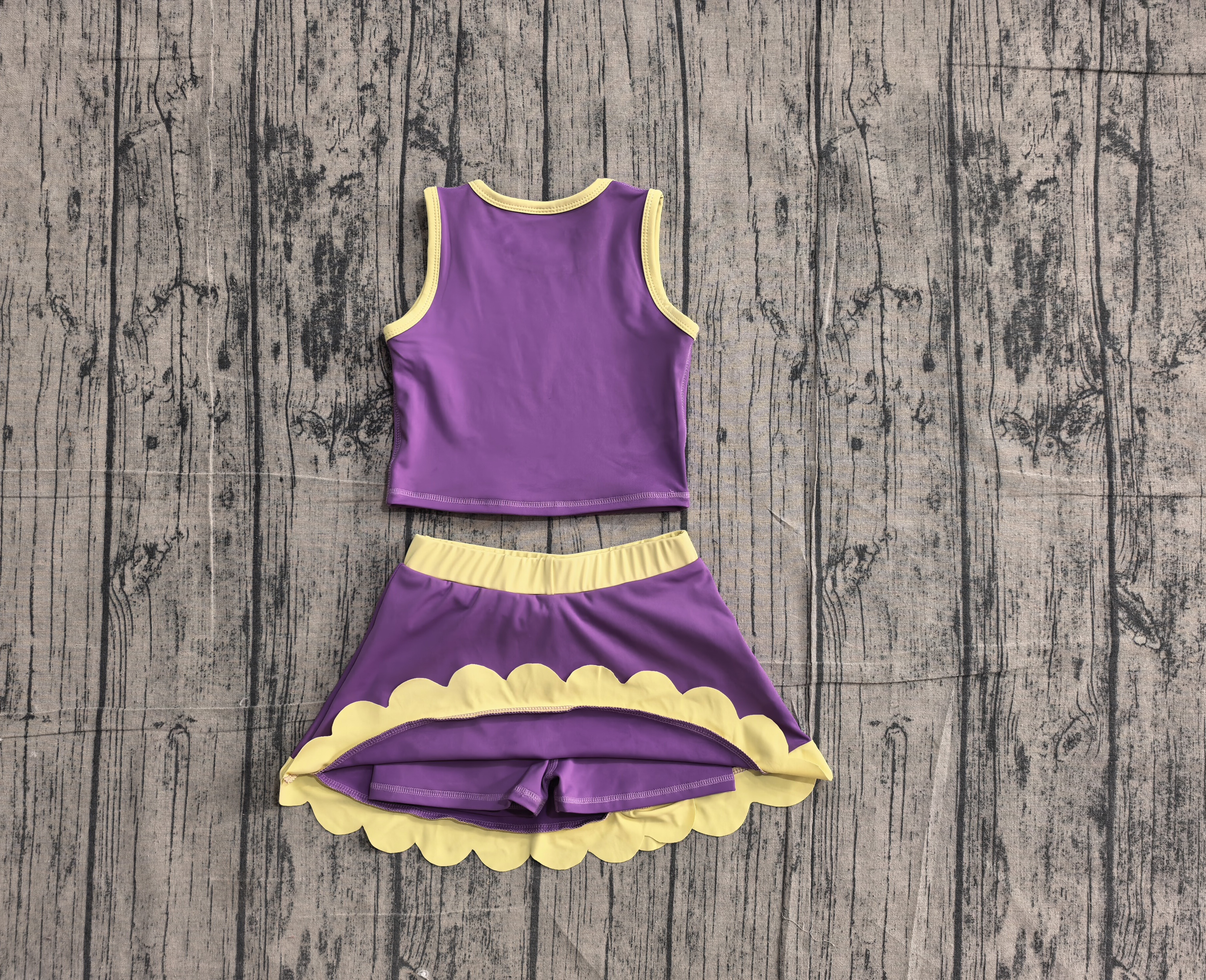 GSD4015 pre-order toddler clothes purple print girl summer yoga set-real pic 2026.5.13 