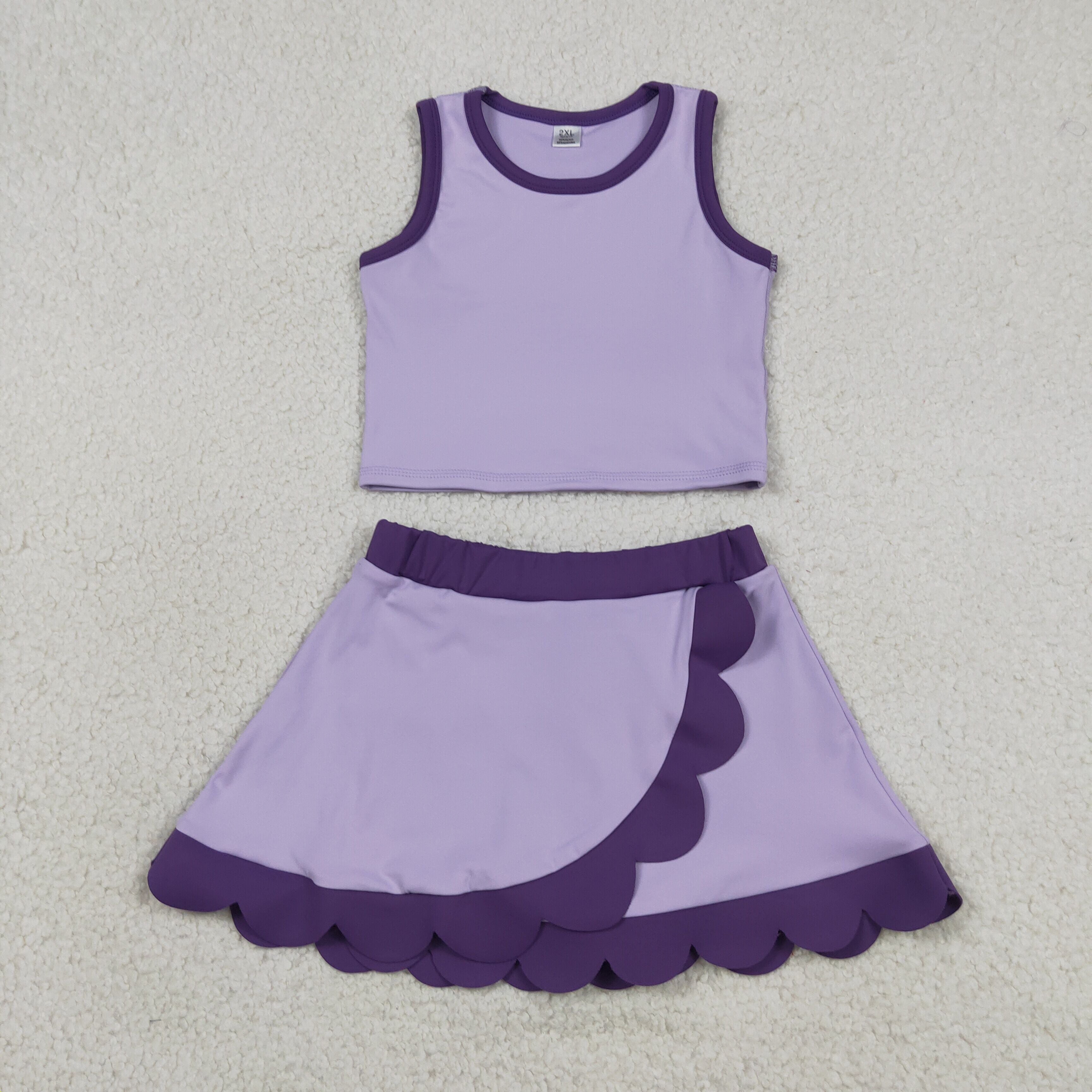 GSD4026 RTS toddler clothes purple print girl summer yoga set