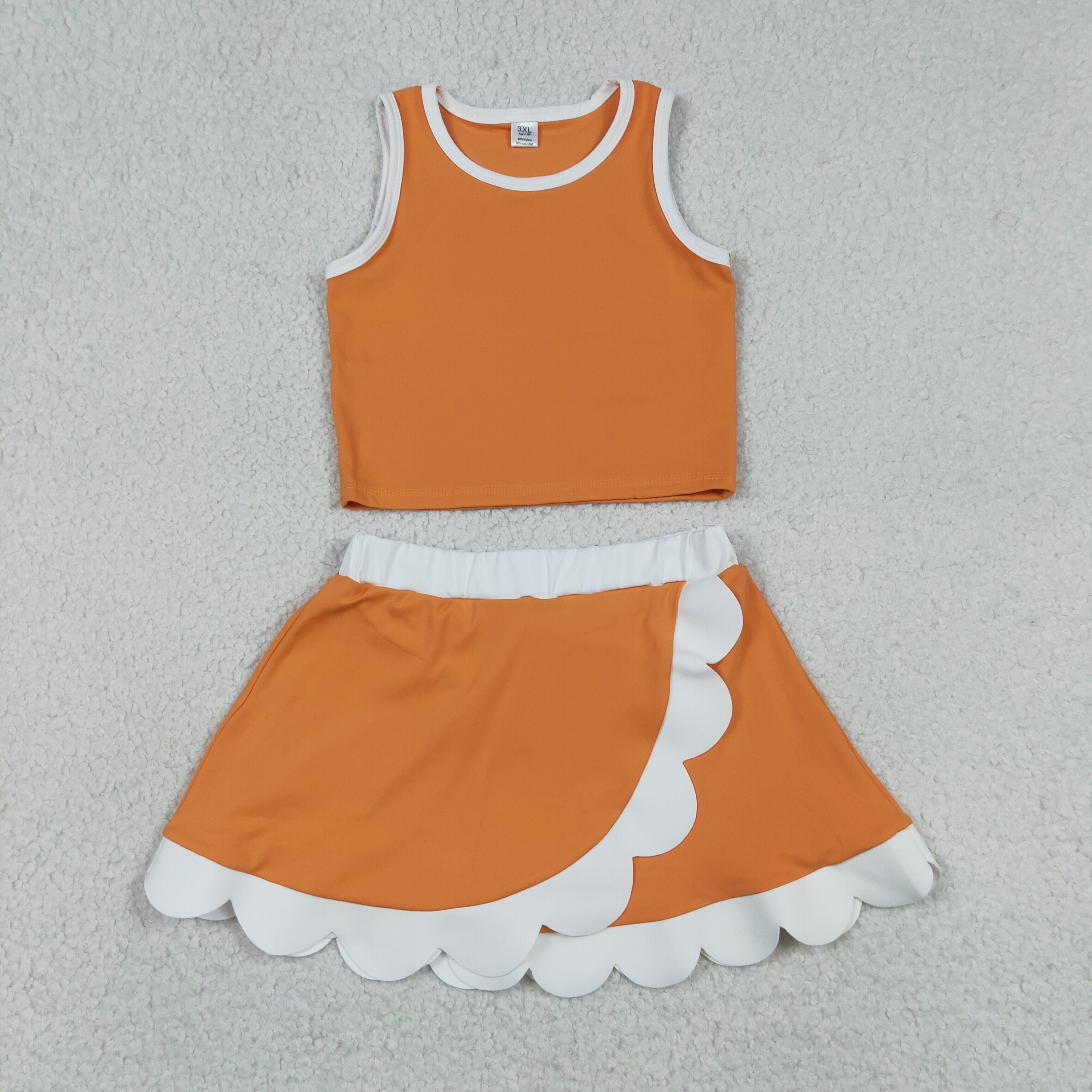 GSD4033 RTS toddler clothes orange print girl summer yoga set
