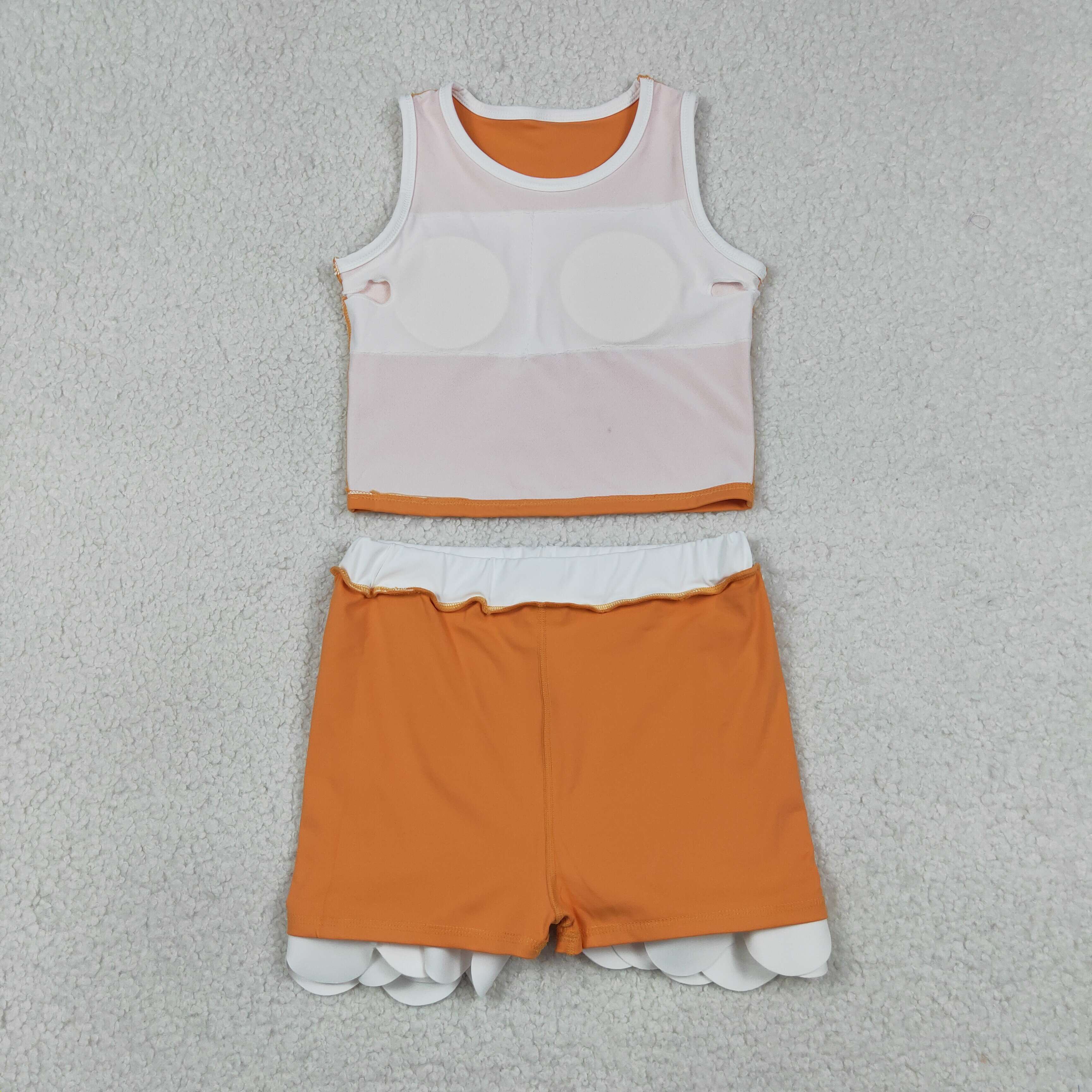 GSD4033 RTS toddler clothes orange print girl summer yoga set