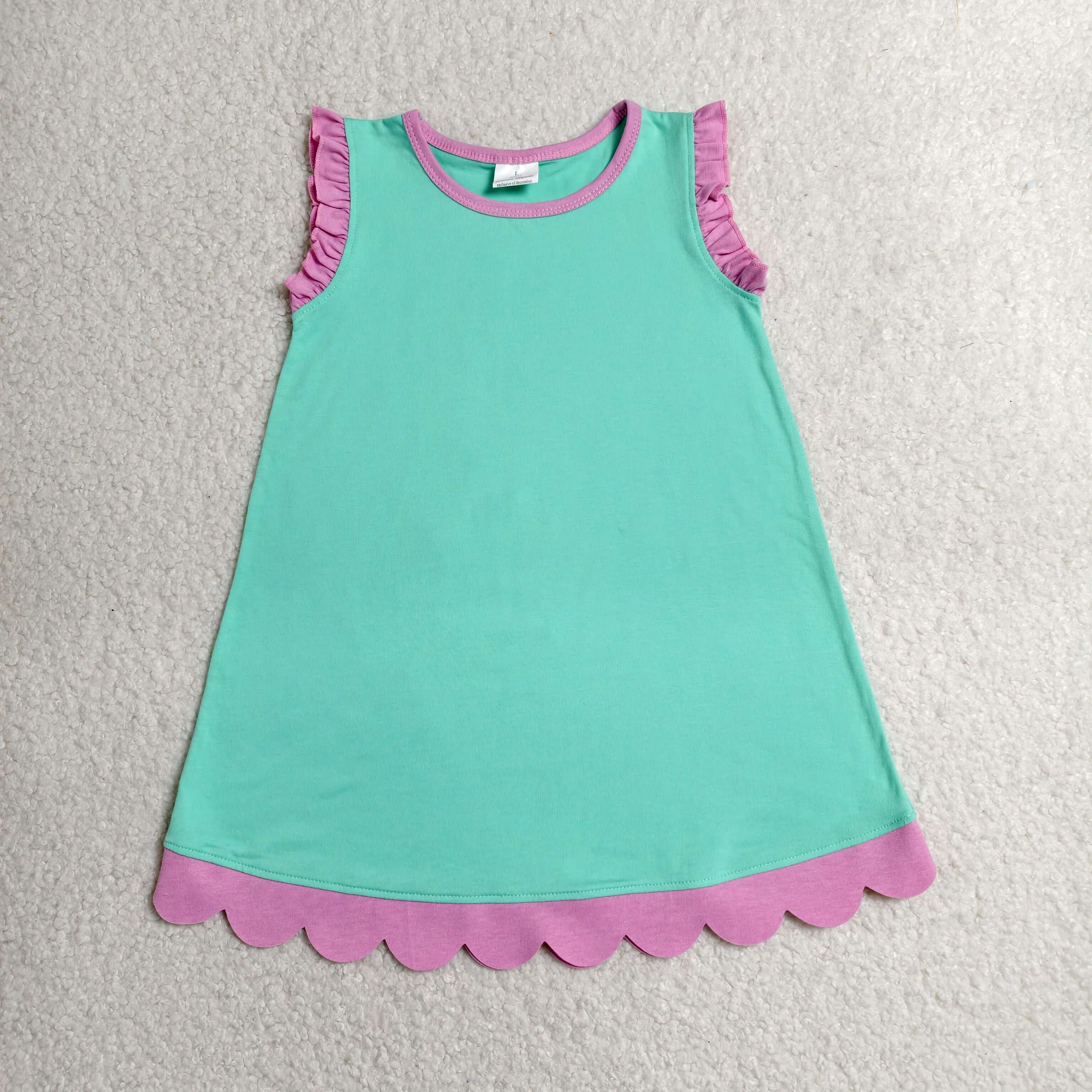 GSD4049 RTS toddler clothes solid cotton girl summer dress 