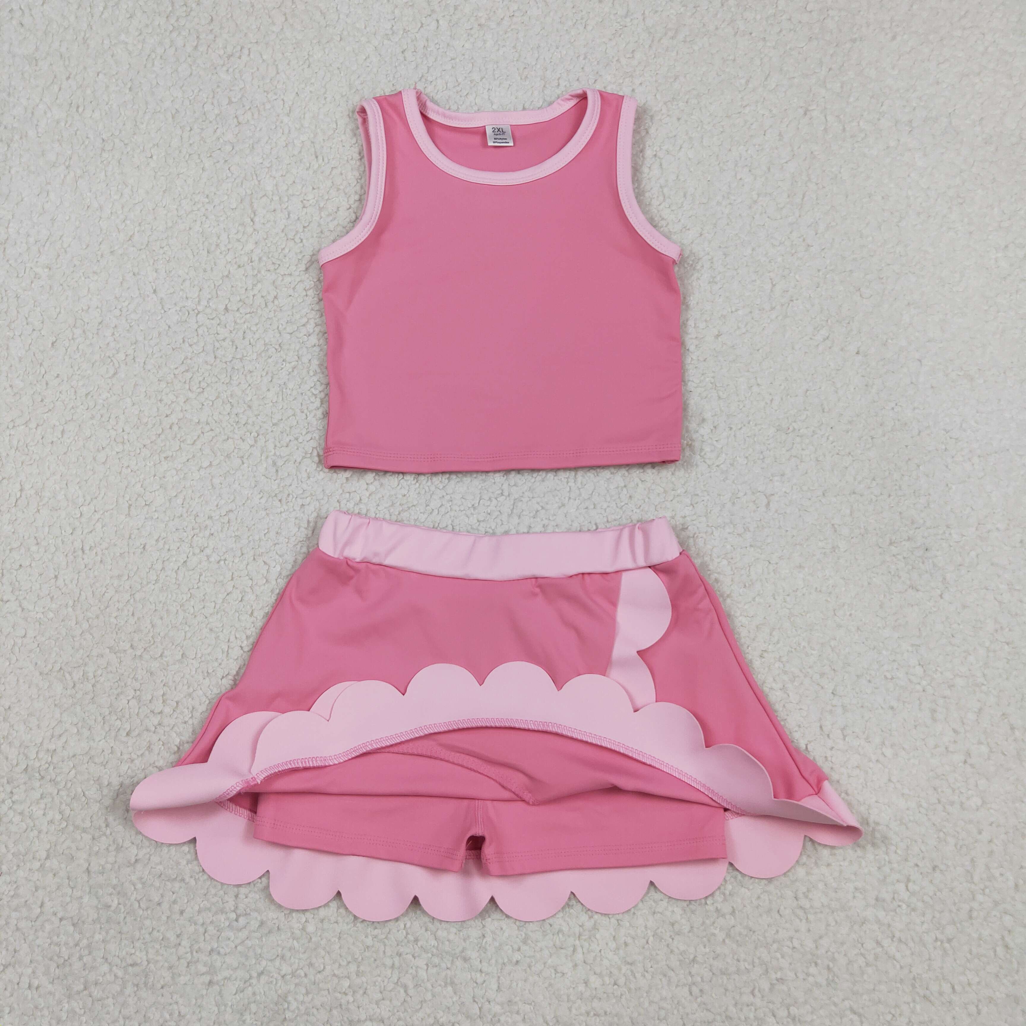 GSD4063 RTS toddler clothes pink print girl summer yoga set
