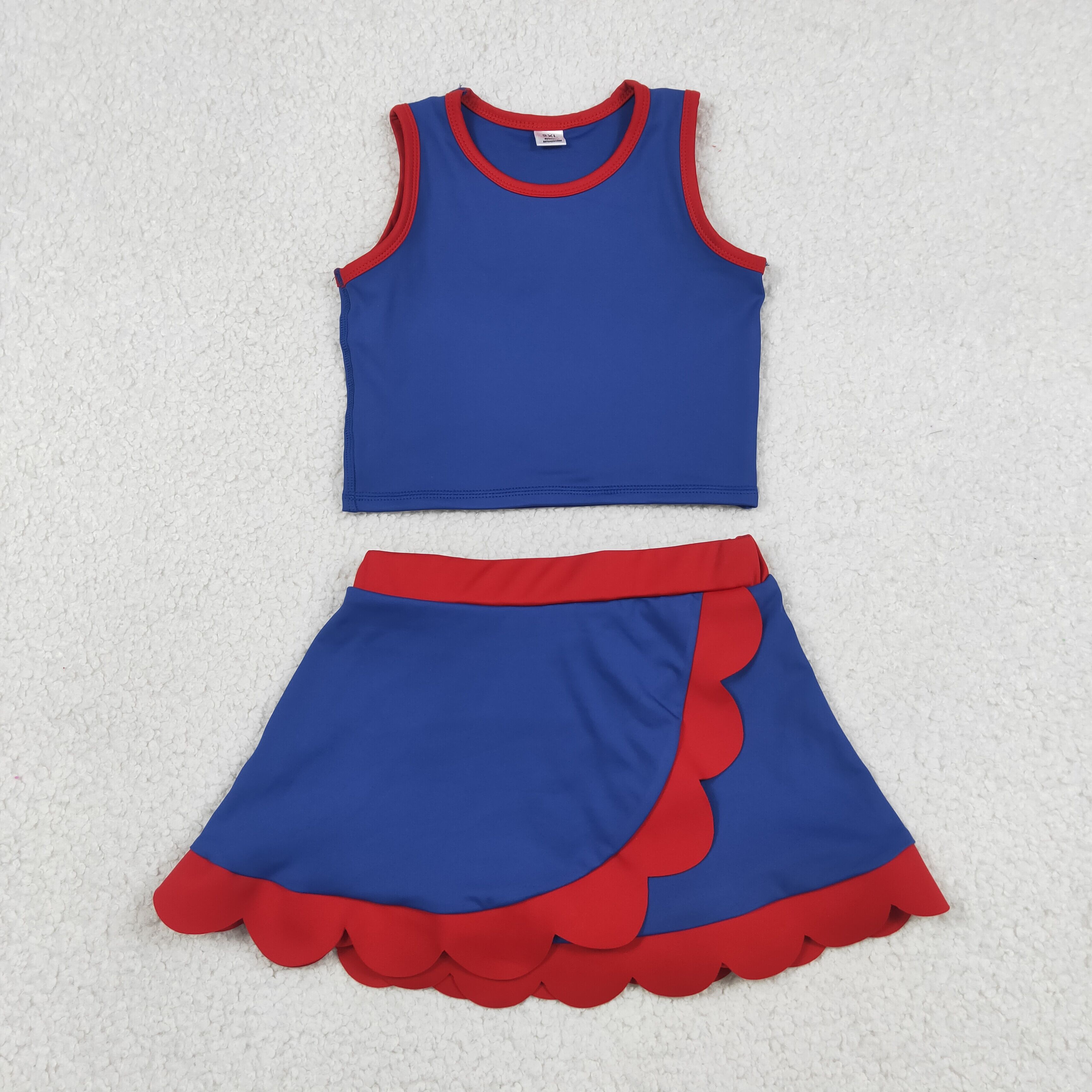 RTS GSD4096 toddler clothes scalloped girl summer yoga set atheletic outfit