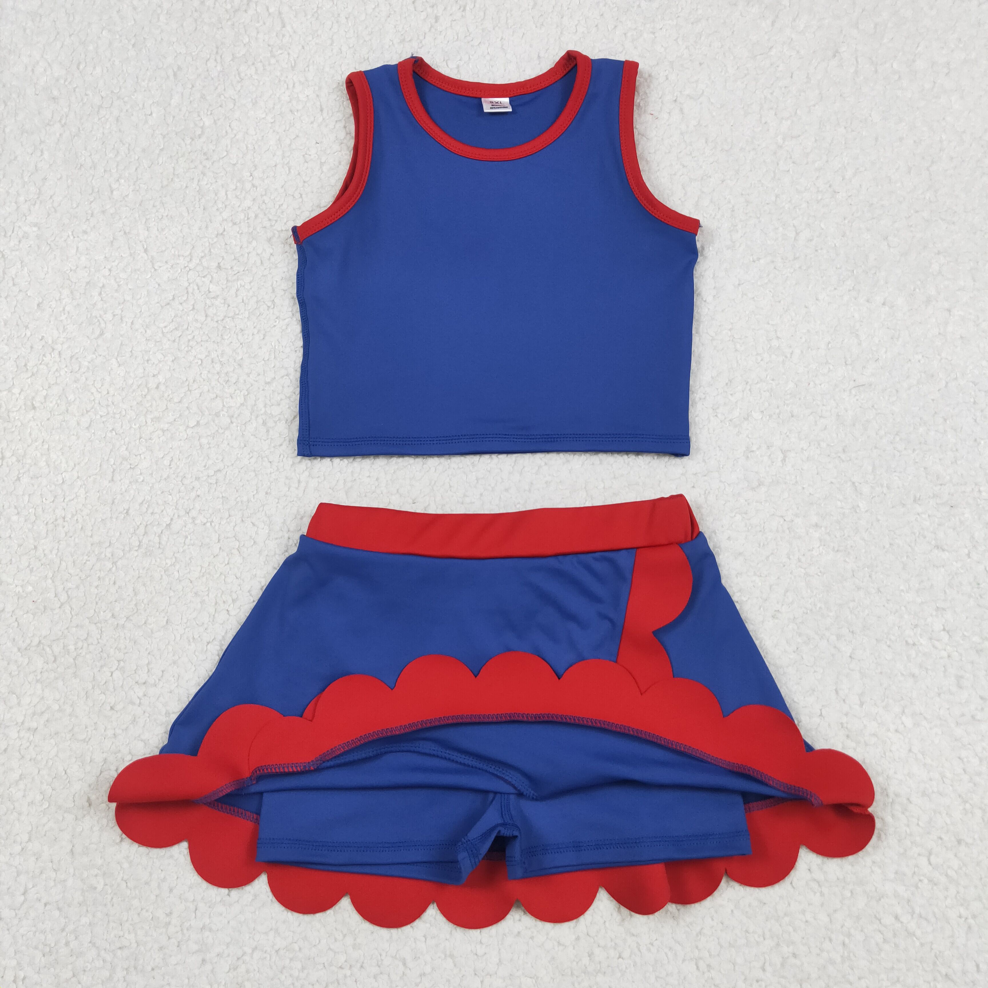 RTS GSD4096 toddler clothes scalloped girl summer yoga set atheletic outfit