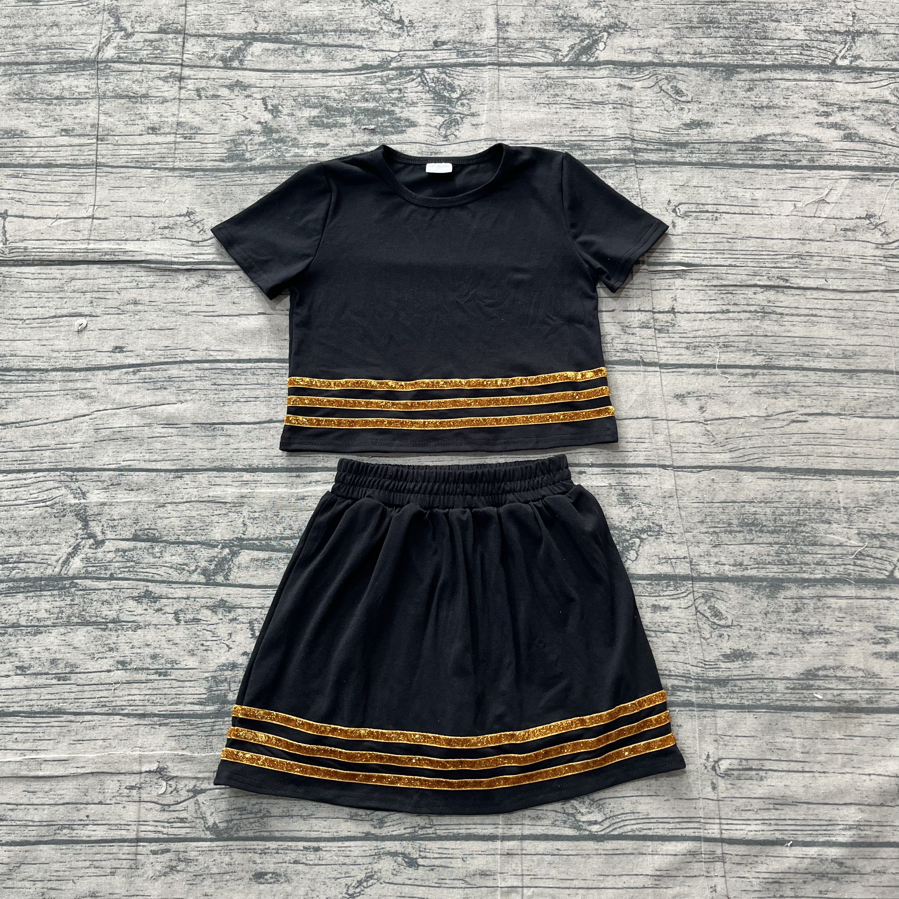 GSD4108 pre-order toddler clothes black print girl summer short skirt set-real pic 2026.5.4 
