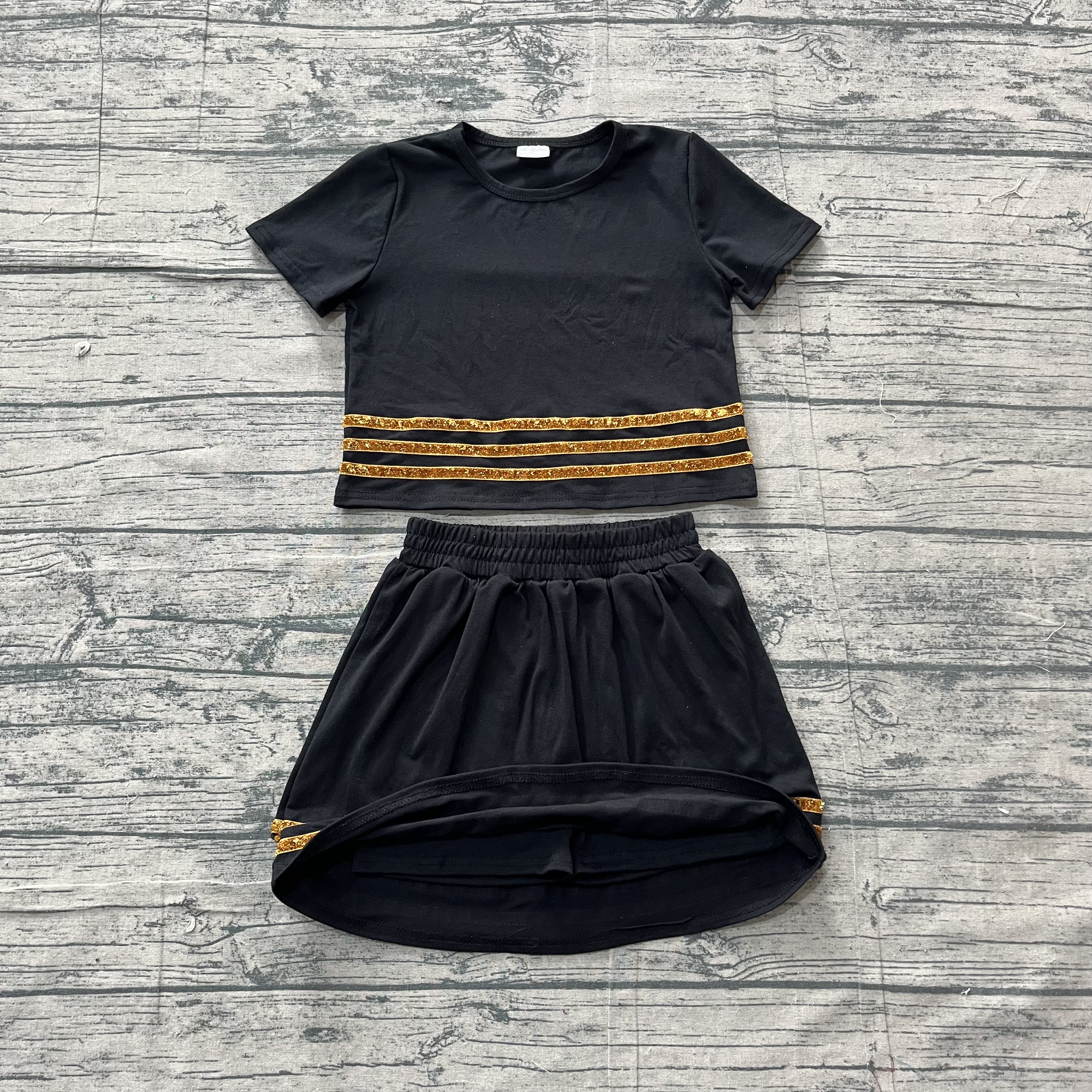 GSD4108 pre-order toddler clothes black print girl summer short skirt set-real pic 2026.5.4 