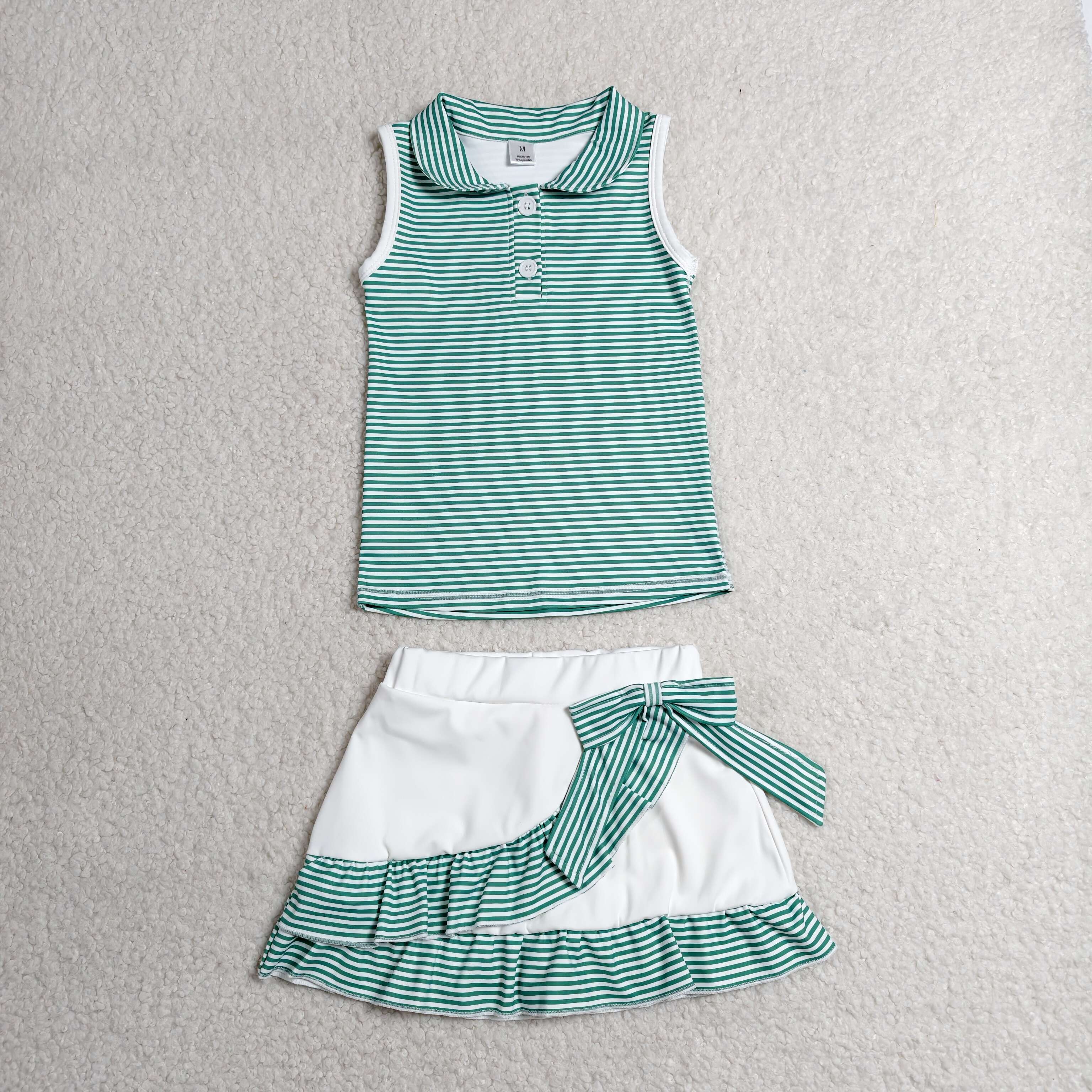 GSD4121 RTS toddler clothes green girl summer yoga set sports clothing set
