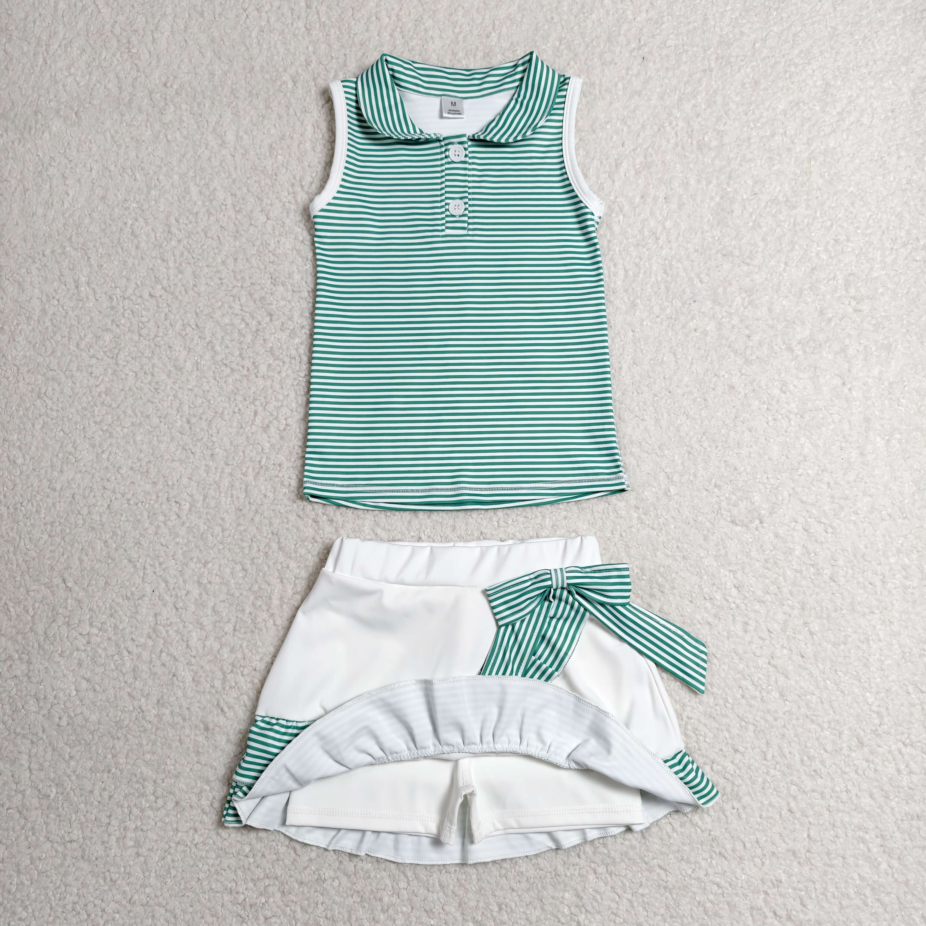 GSD4121 RTS toddler clothes green girl summer yoga set sports clothing set