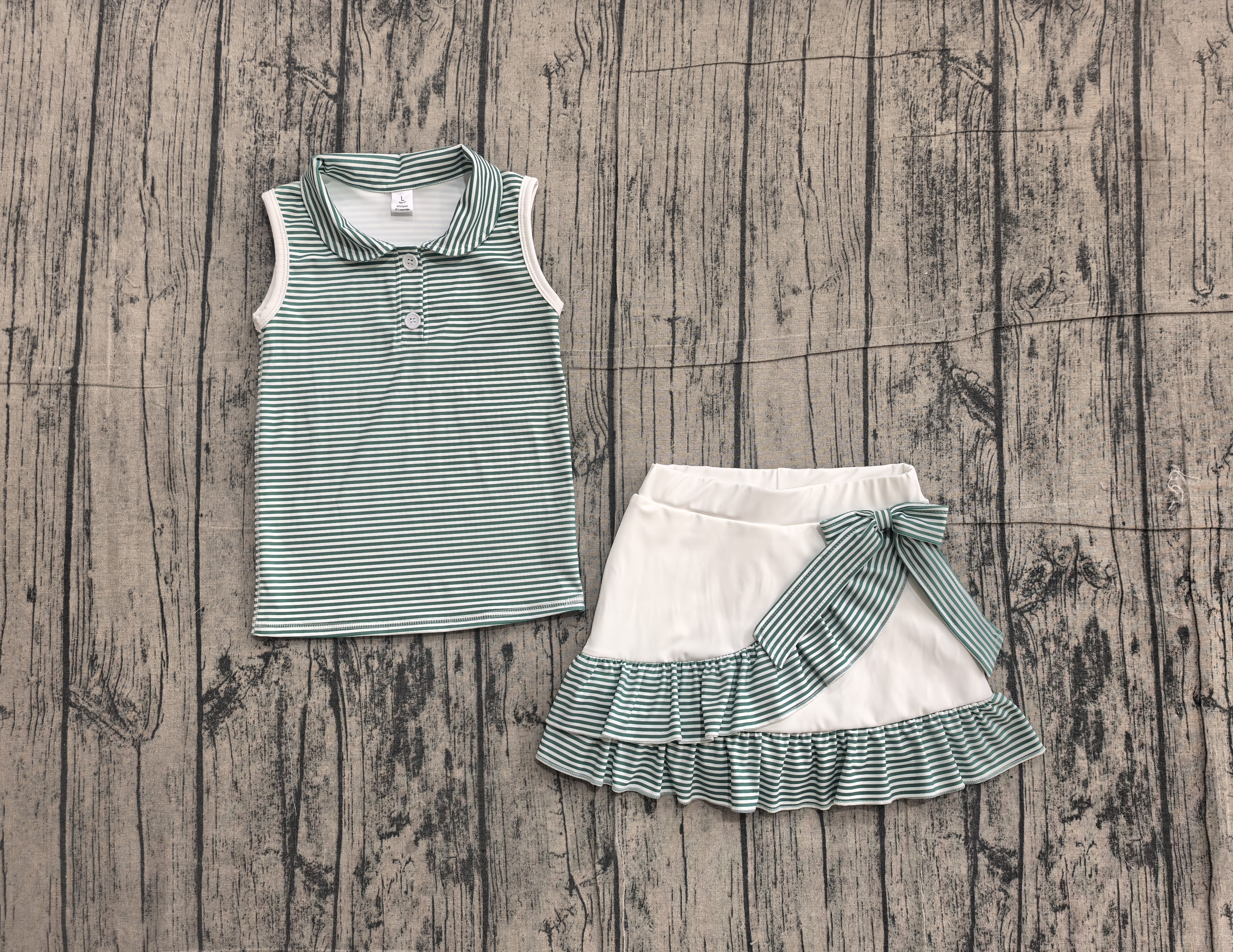 GSD4121 pre-order toddler clothes  green print girl summer yoga set-real pic 2026.5.7 