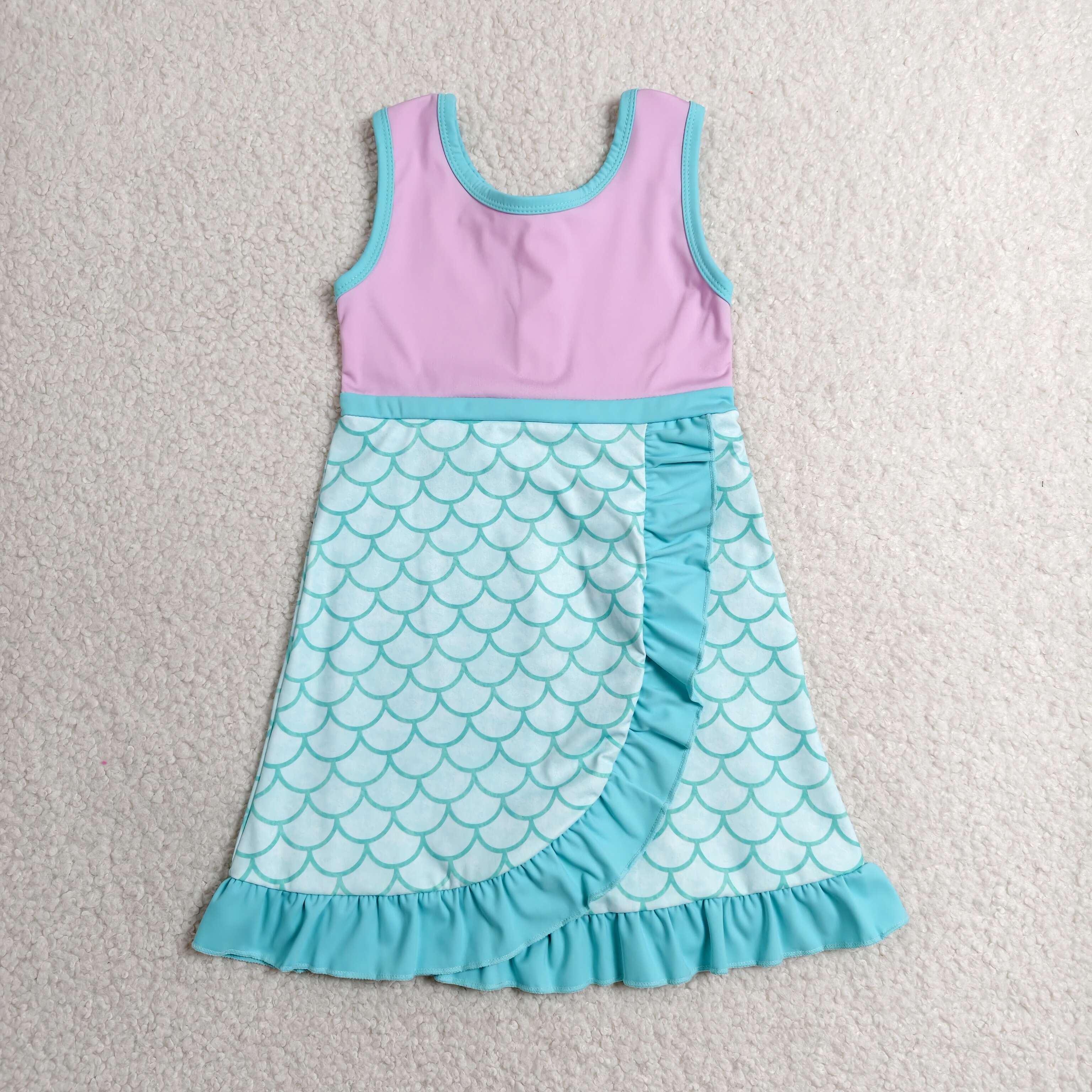 GSD4125 RTS toddler clothes Fish Scales girl yoga summer dress sports clothing