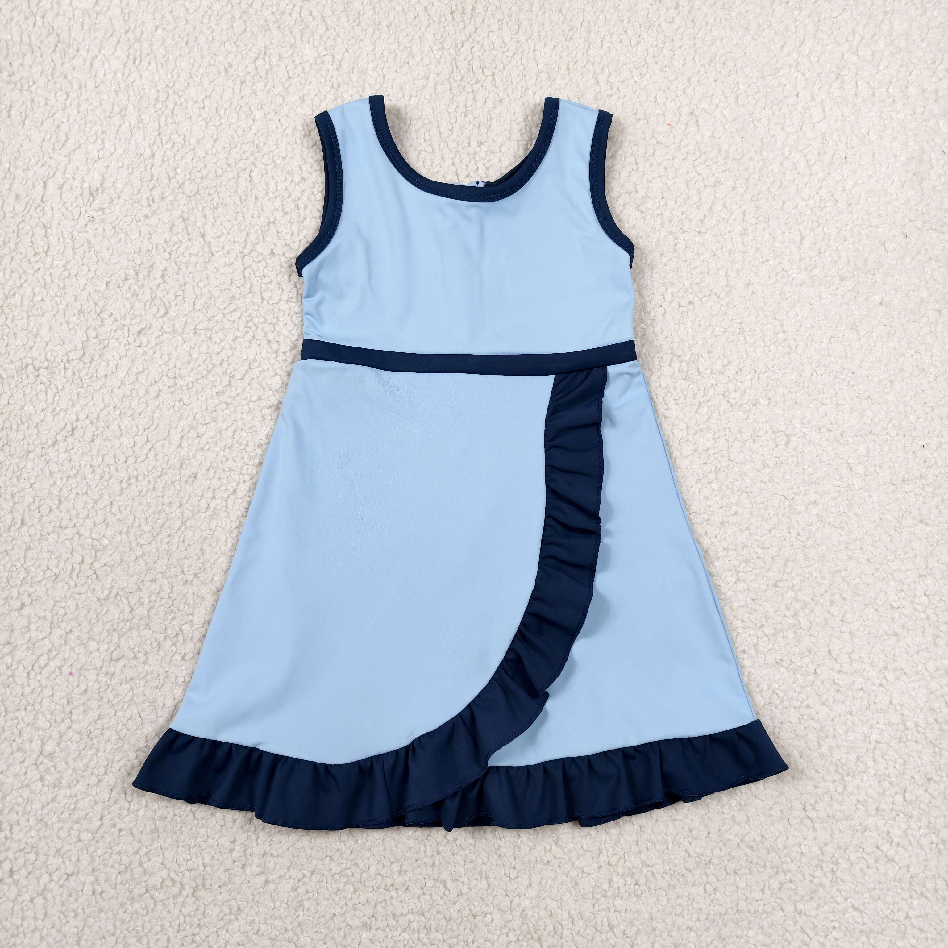 GSD4126 RTS toddler clothes solid color blue girl yoga summer dress sports clothing