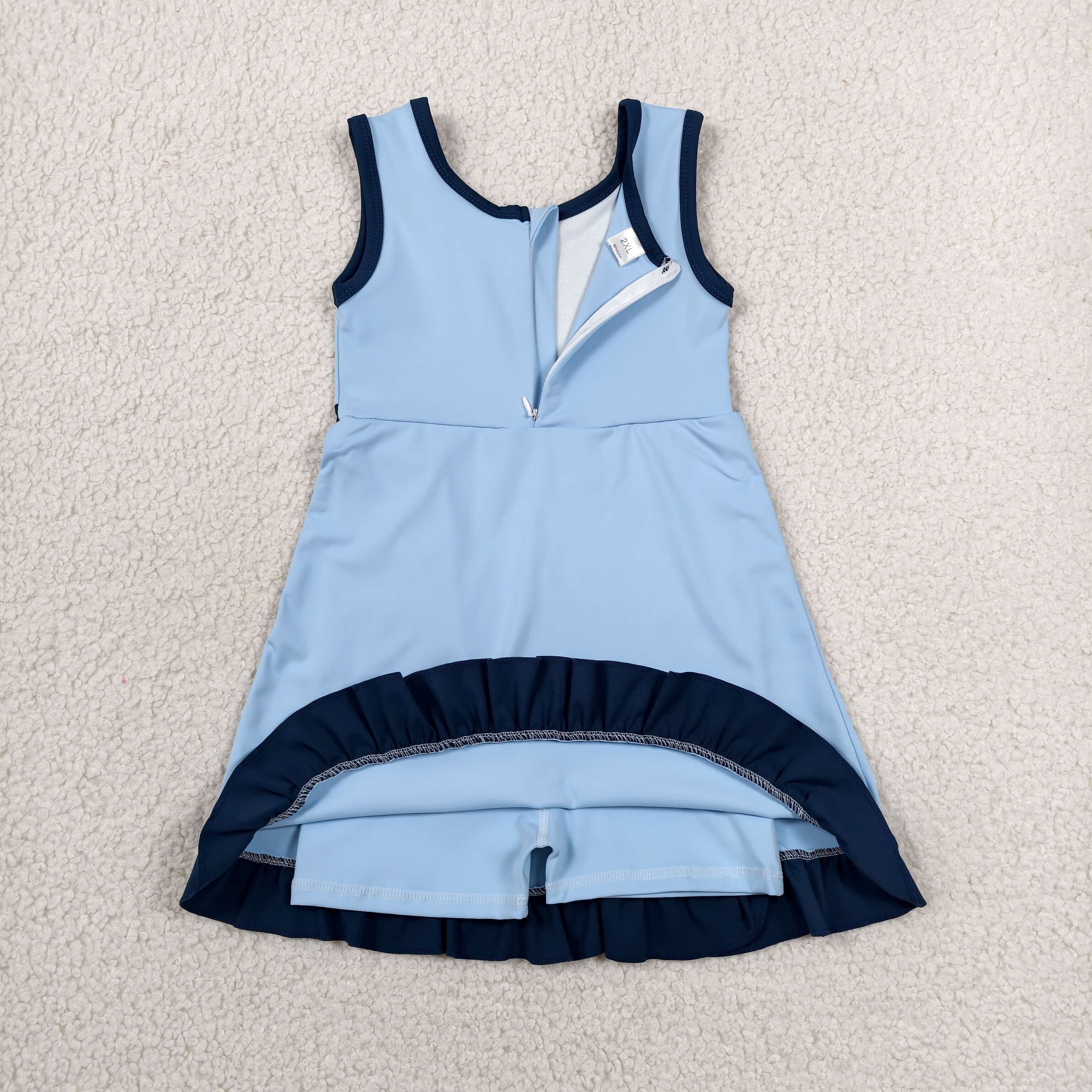GSD4126 RTS toddler clothes solid color blue girl yoga summer dress sports clothing