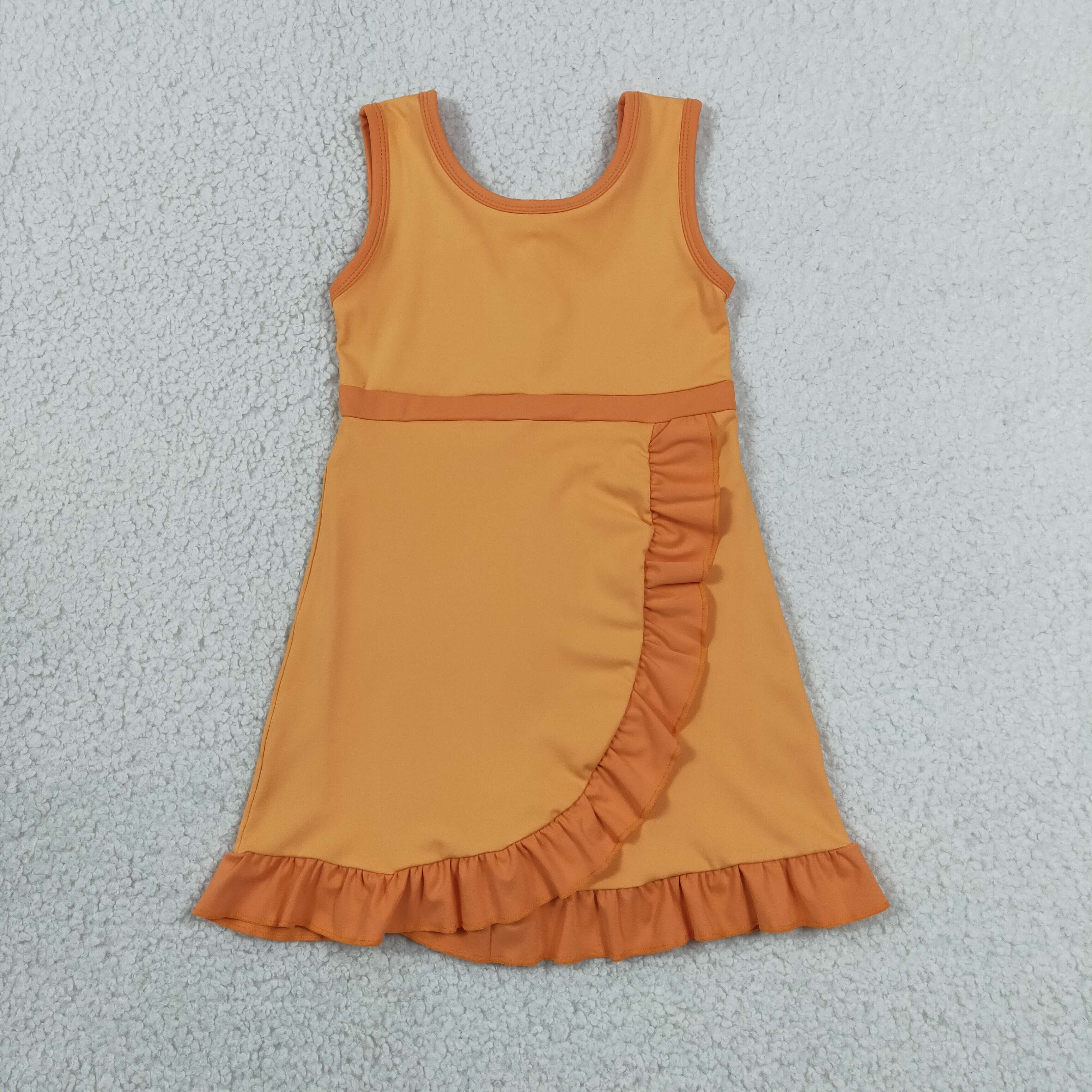 GSD4127 RTS toddler clothes orange girl yoga summer dress sports clothing