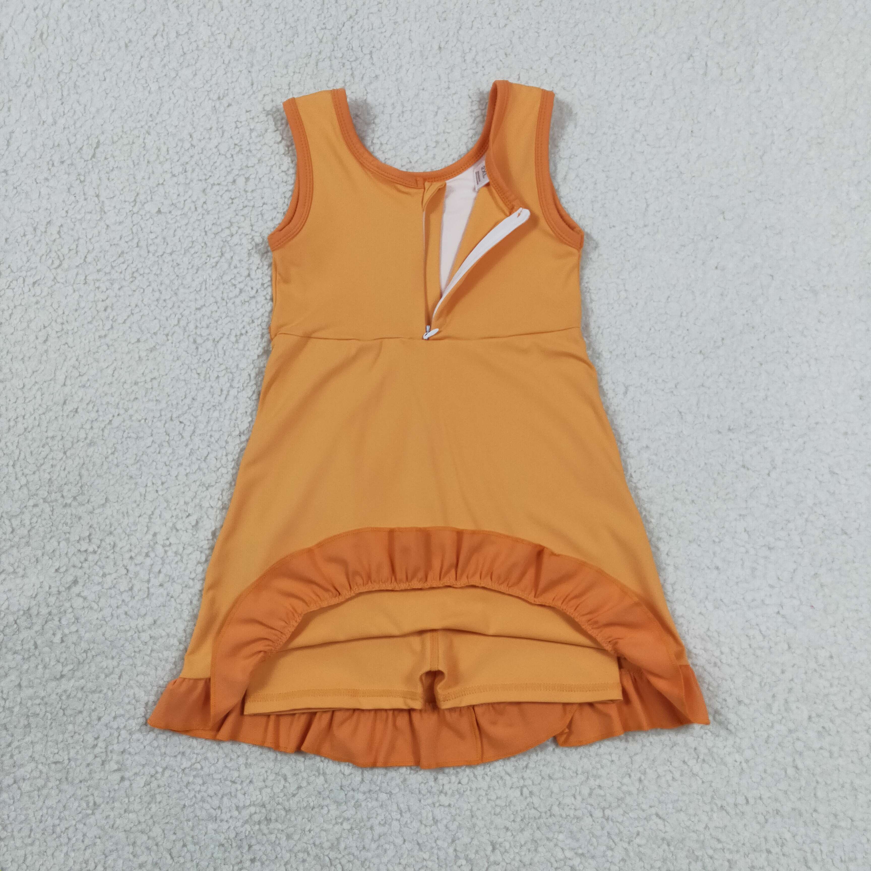 GSD4127 RTS toddler clothes orange girl yoga summer dress sports clothing