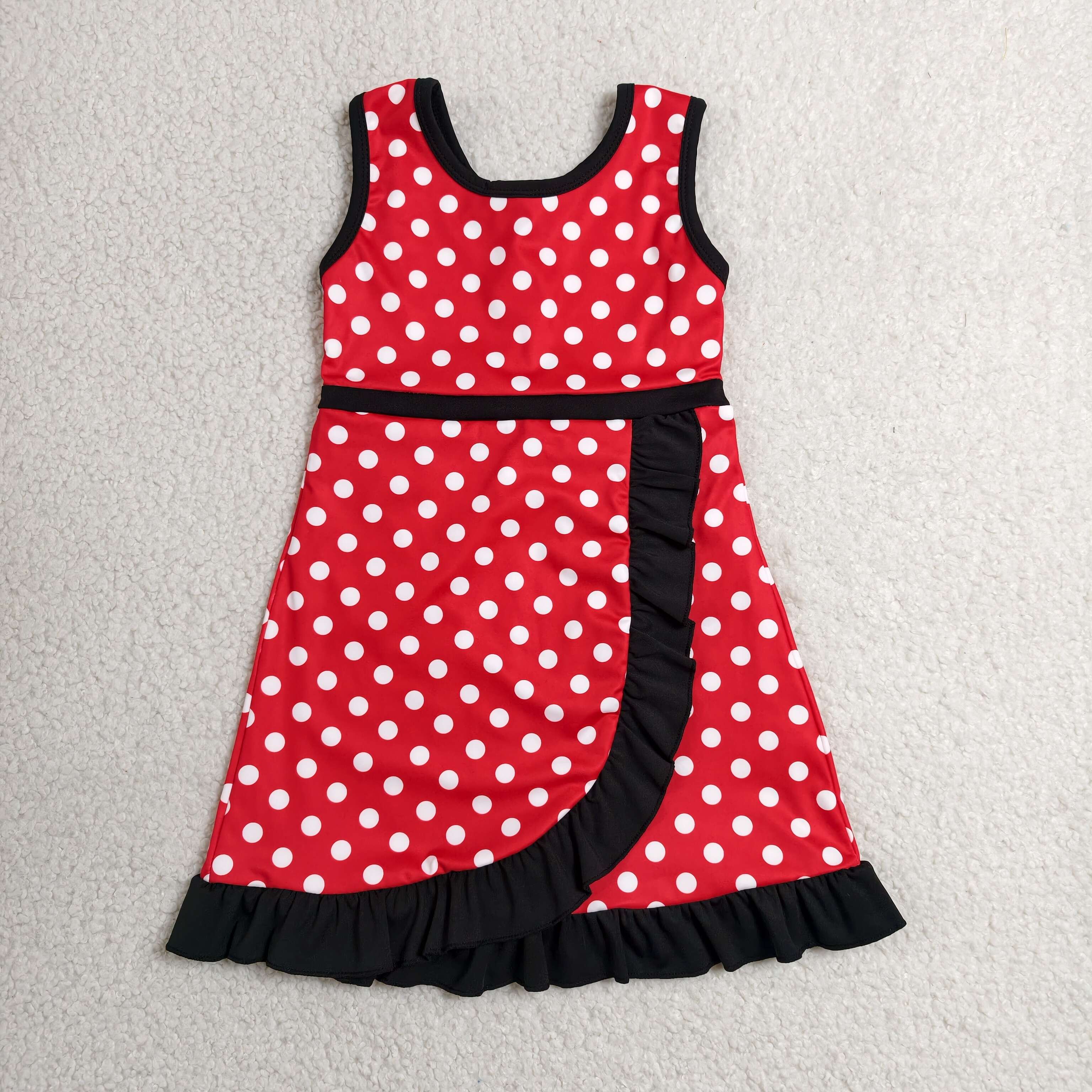 GSD4128 RTS toddler clothes red dot girl yoga summer dress sports clothing