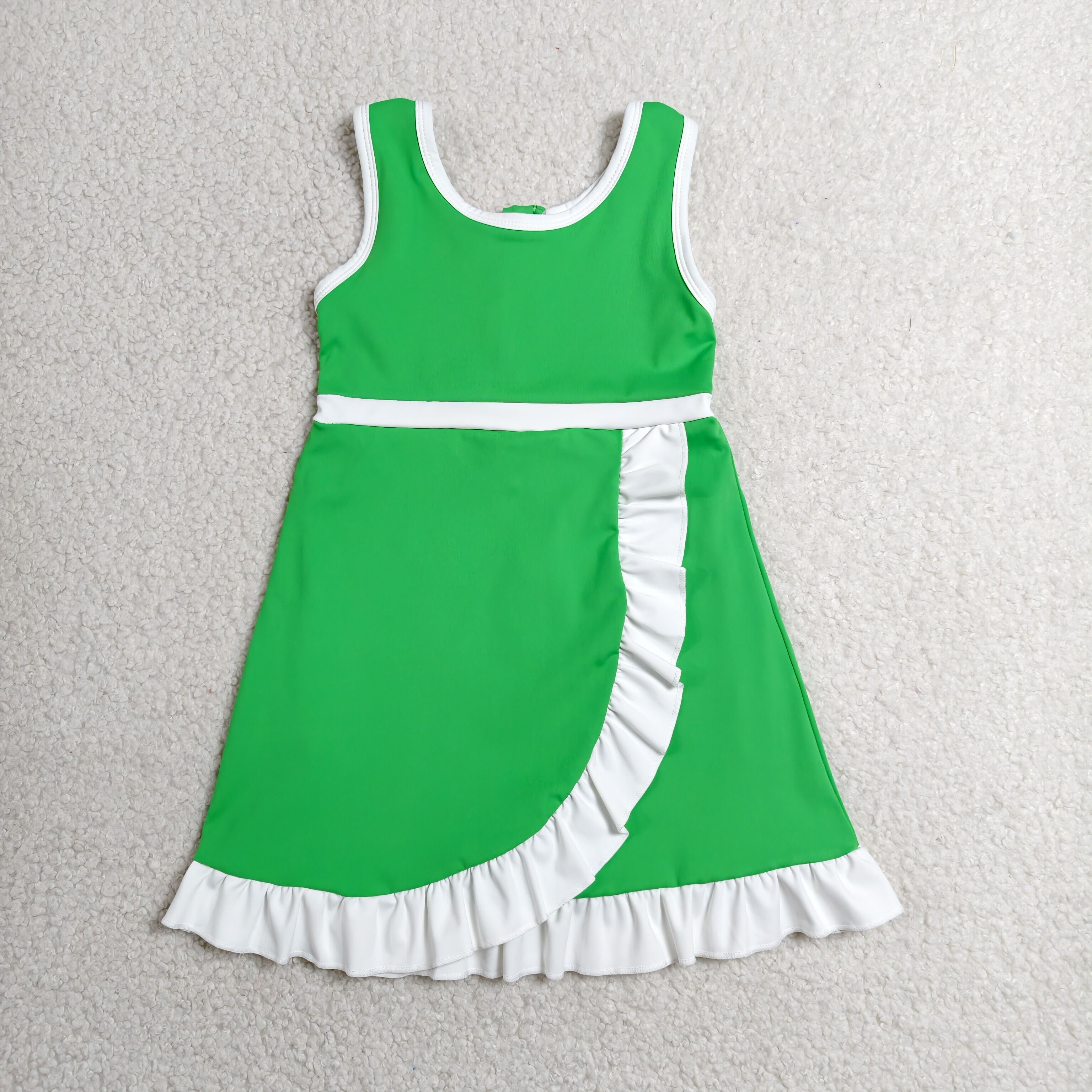 GSD4143 RTS toddler clothes solid color green girl yoga summer dress sports clothing