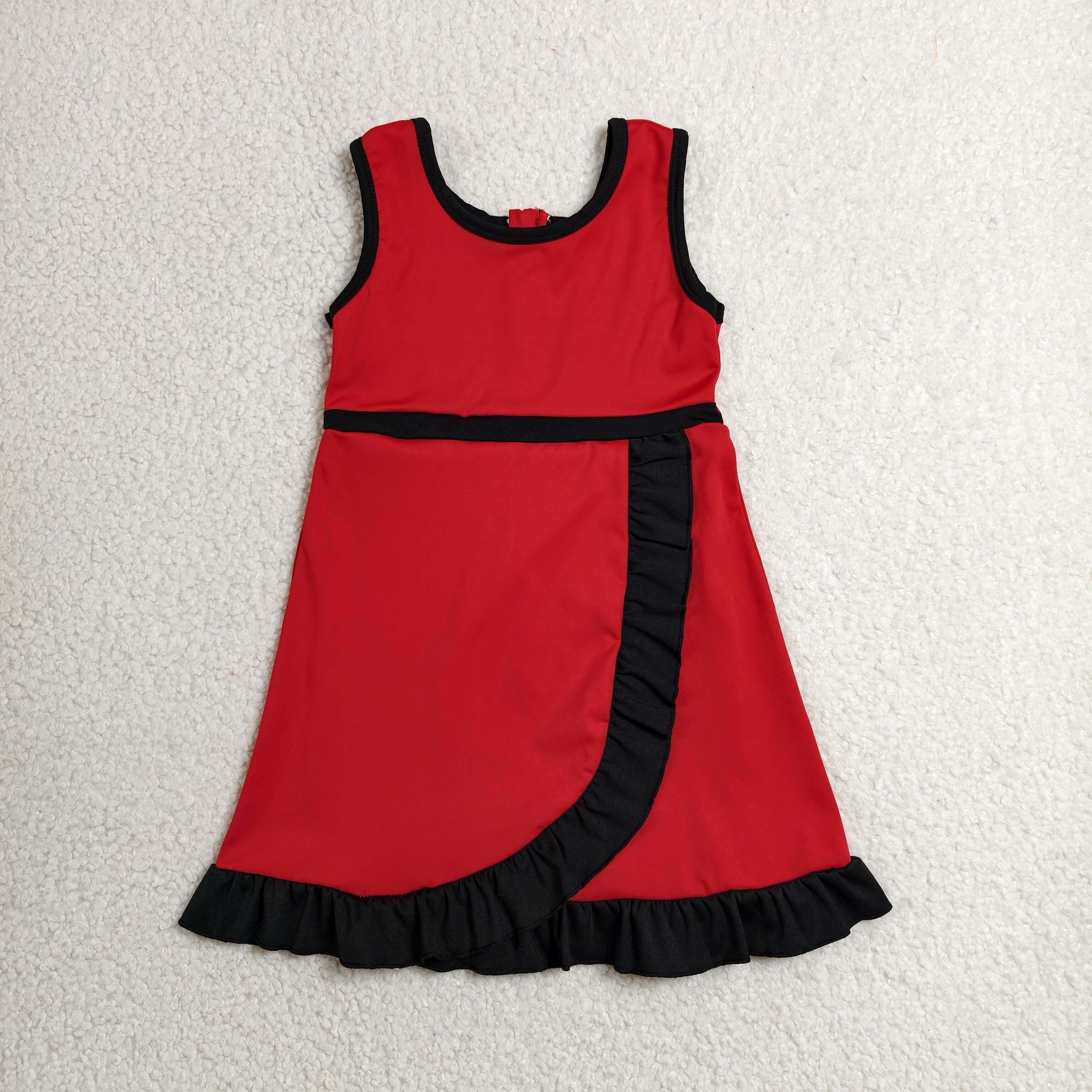 GSD4146 RTS toddler clothes solid red girl yoga summer dress sports dress