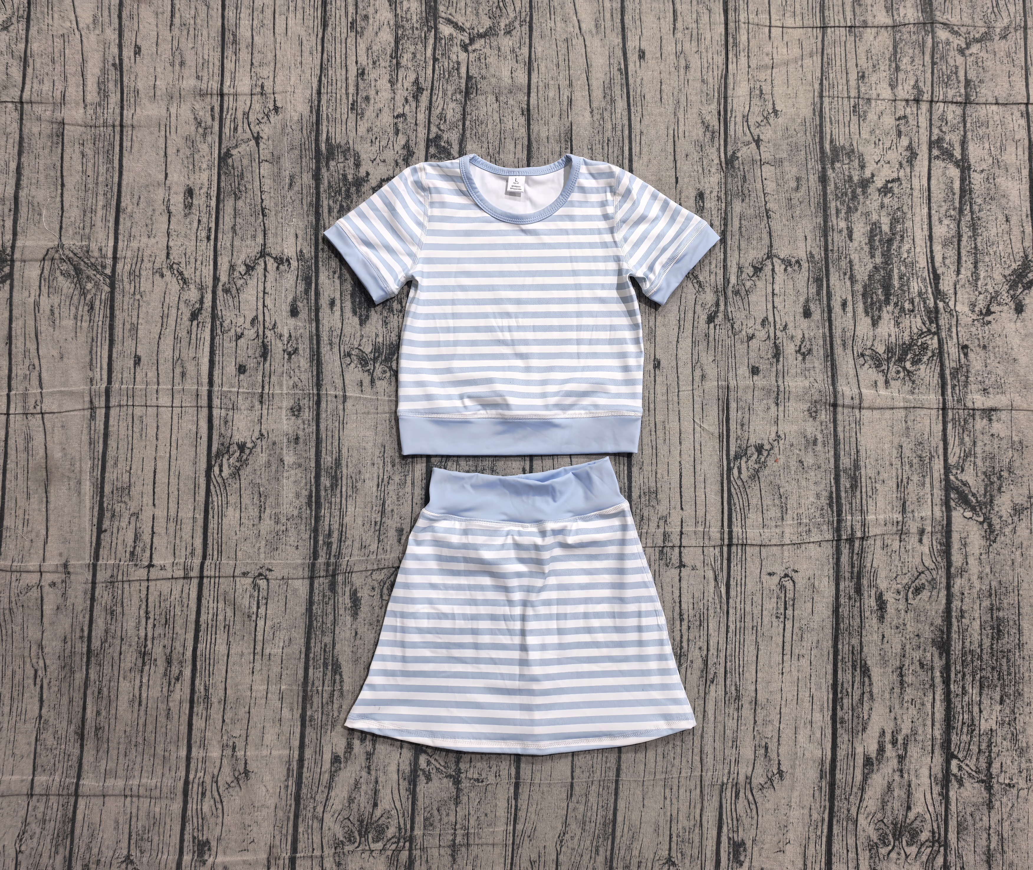GSD4162 pre-order toddler clothes blue stripes print girl summer yoga set-real pic 2026.5.17 