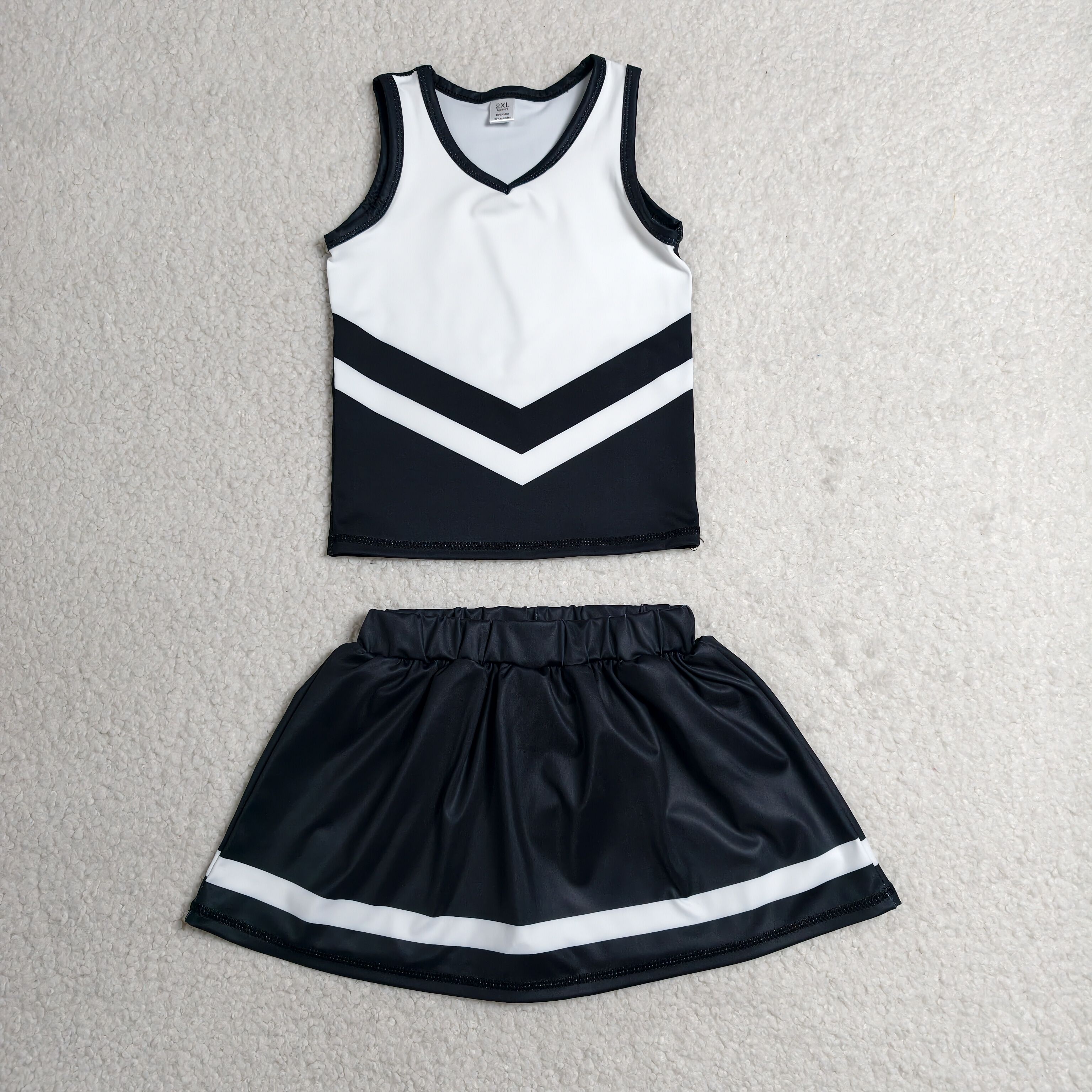 RTS GSD4194 girls black white sleeveless skirt outfits yoga sports clothing set
