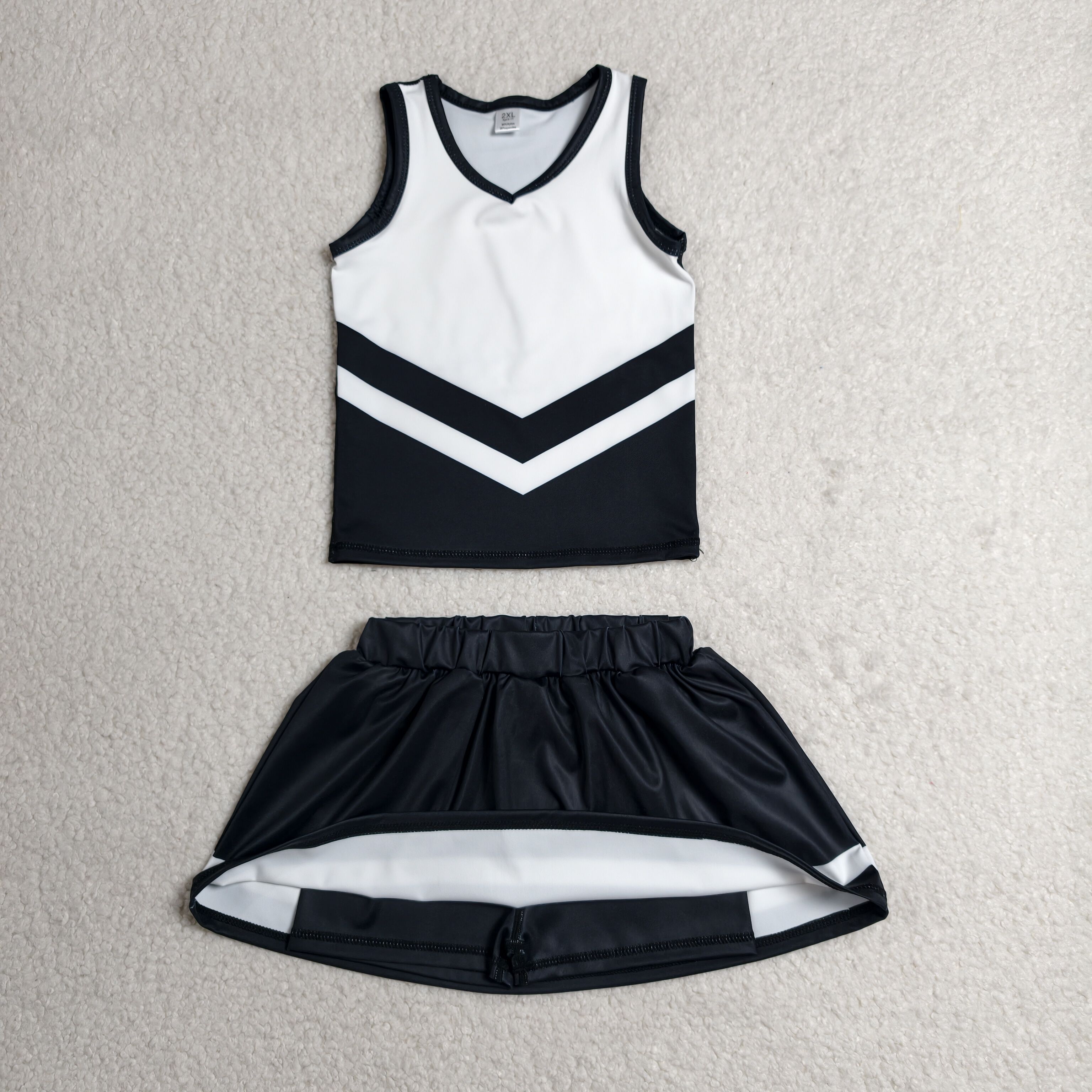 RTS GSD4194 girls black white sleeveless skirt outfits yoga sports clothing set
