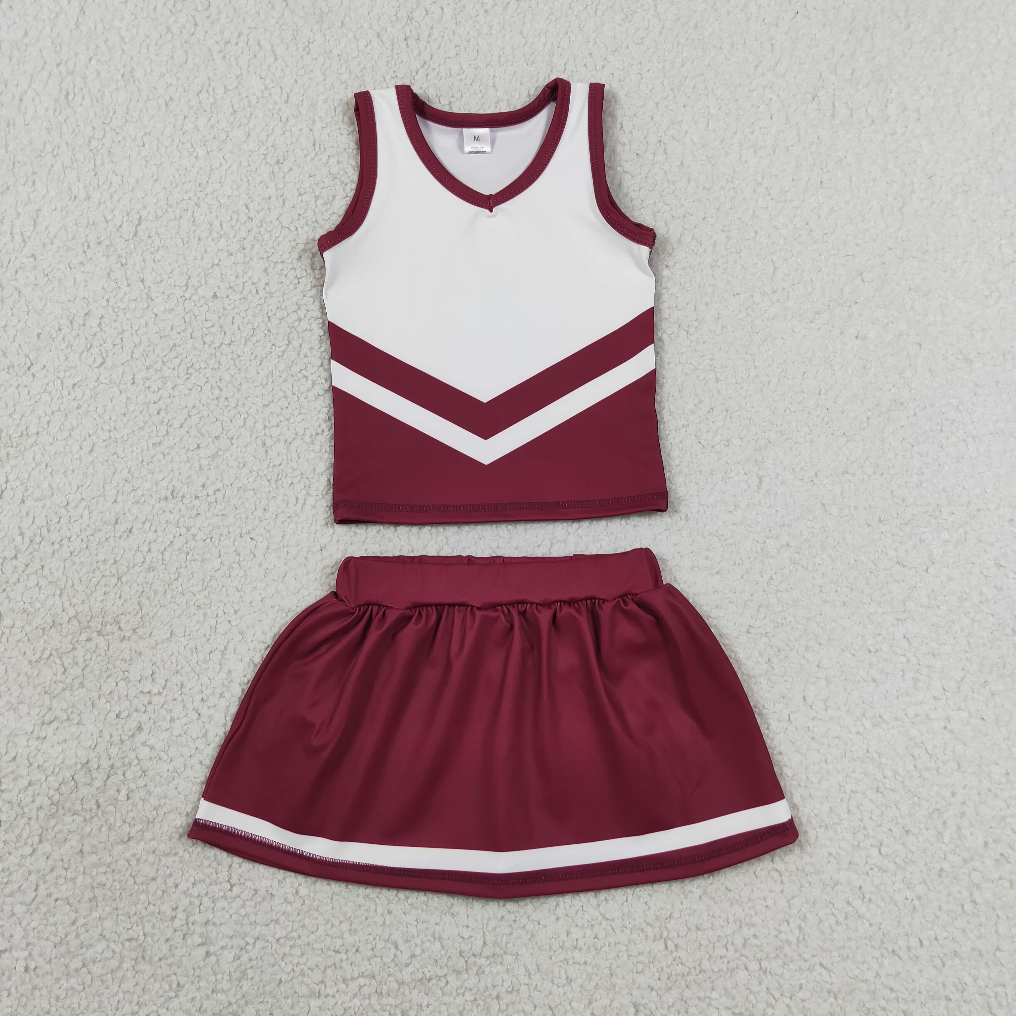 RTS GSD4195 girls red white sleeveless skirt outfits yoga sports clothing set
