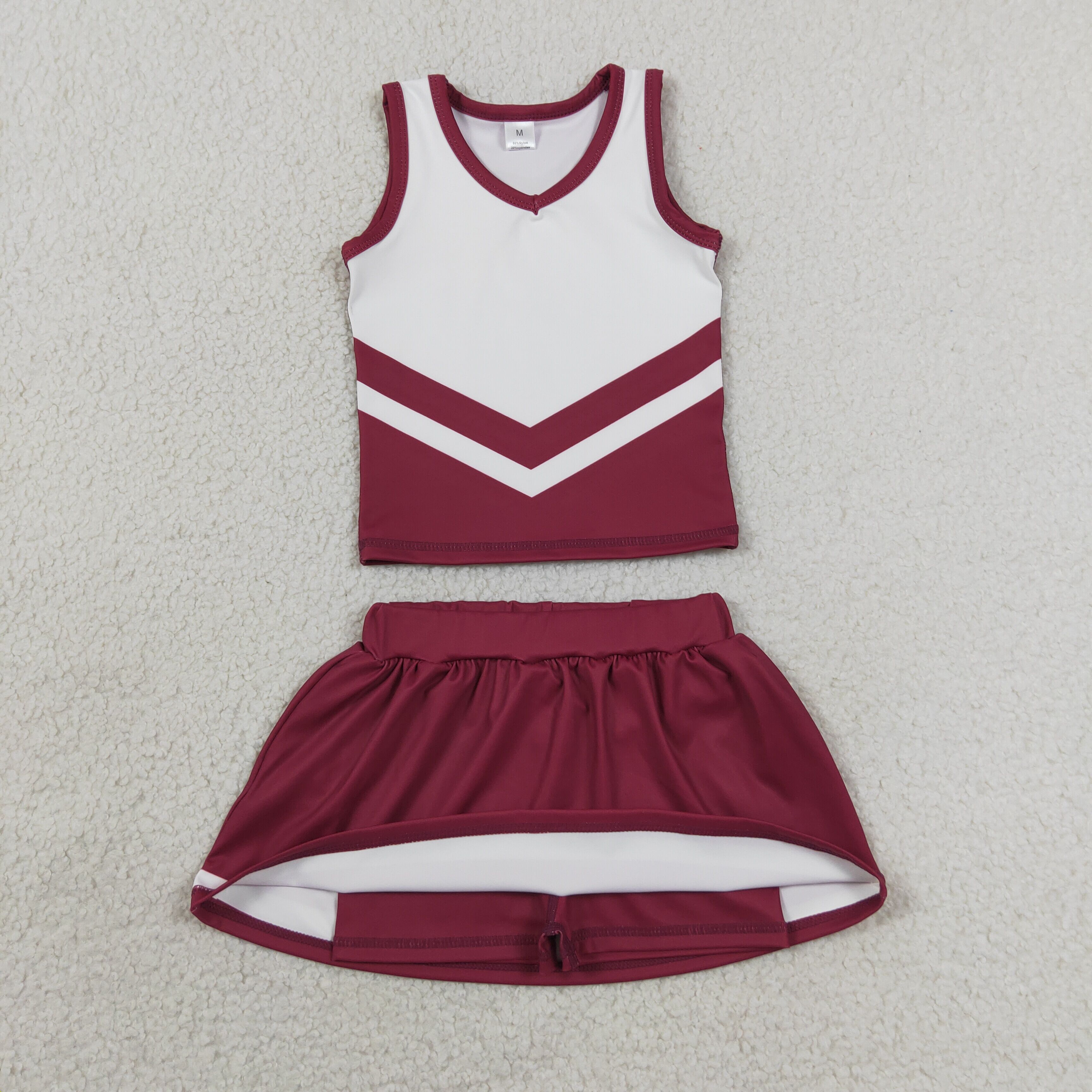 RTS GSD4195 girls red white sleeveless skirt outfits yoga sports clothing set