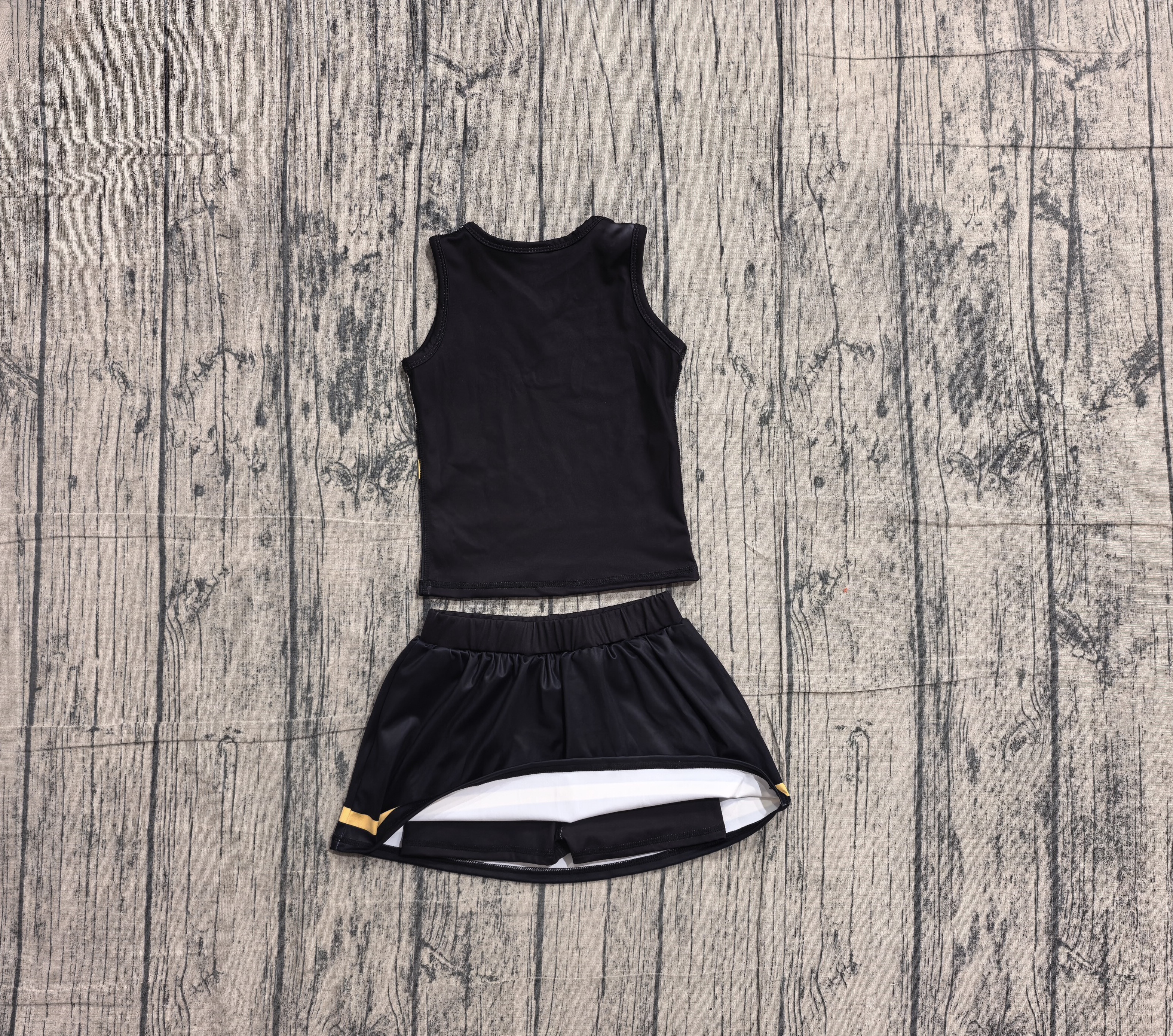 GSD4201 girls black white golden sleeveless skirt outfits yoga-real pic 2026.5.17 