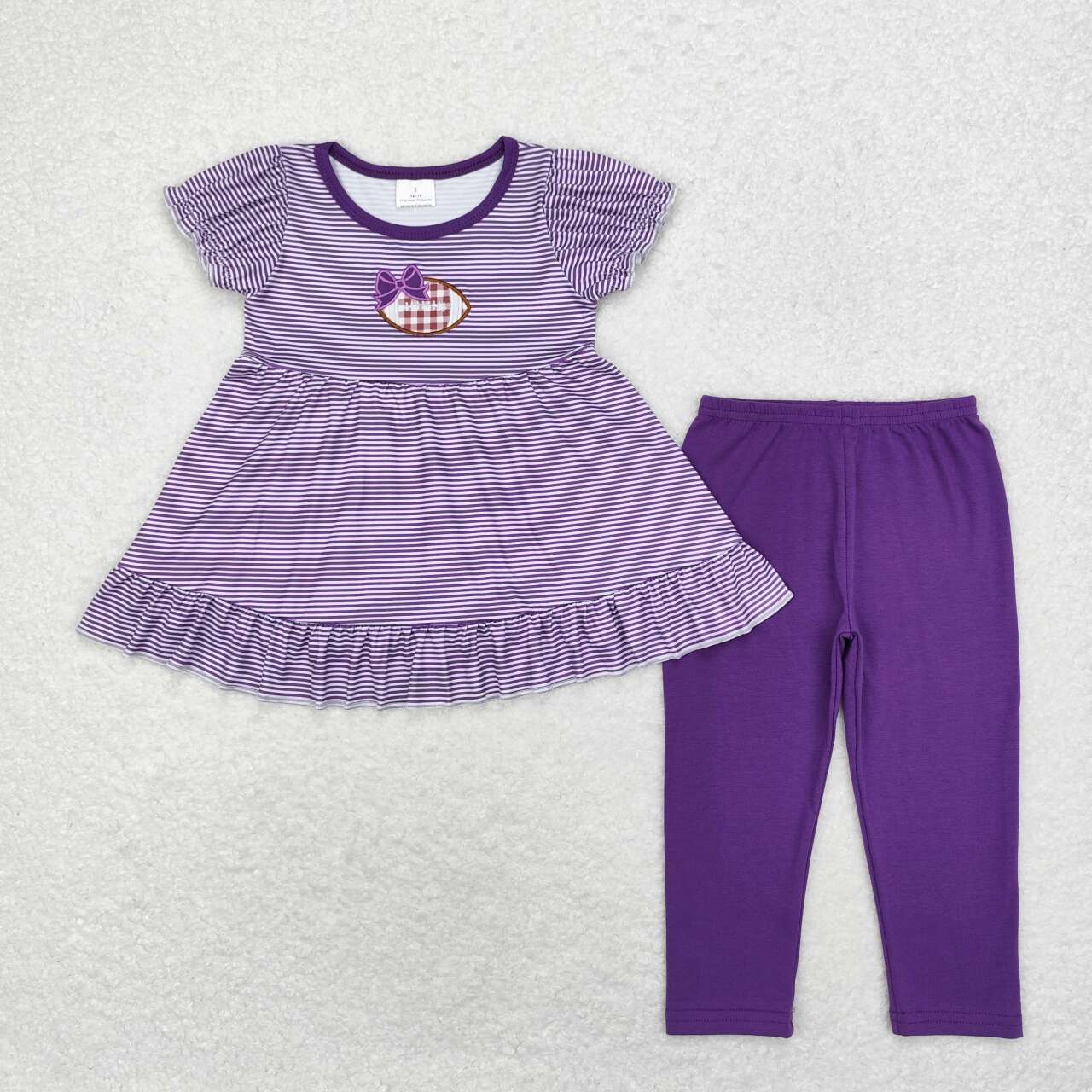 GSPO1676  RTS toddler girl clothes purple rugby girl fall set embroidery