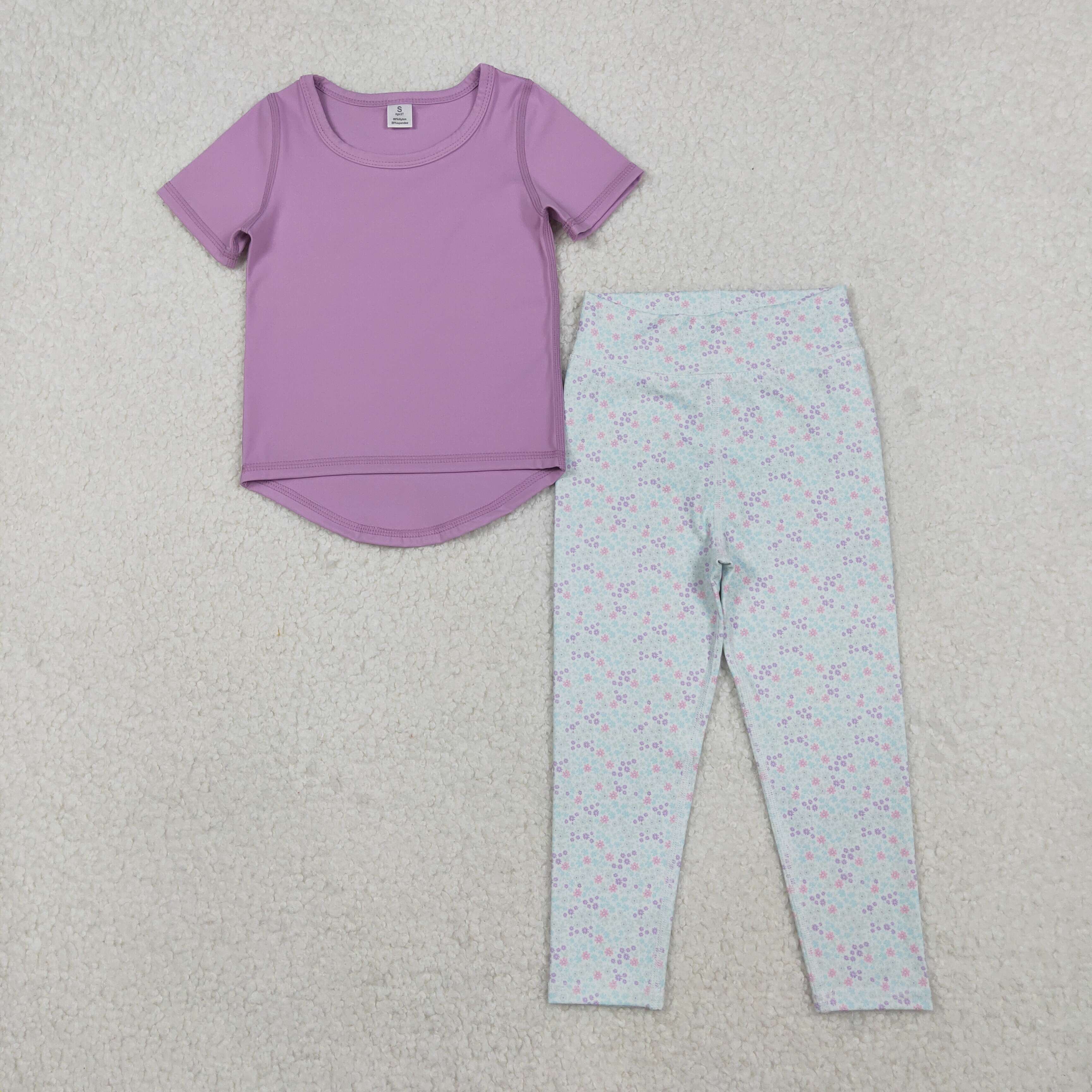 GSPO2067 RTS toddler girl clothes purple girl  winter set yoga clothes