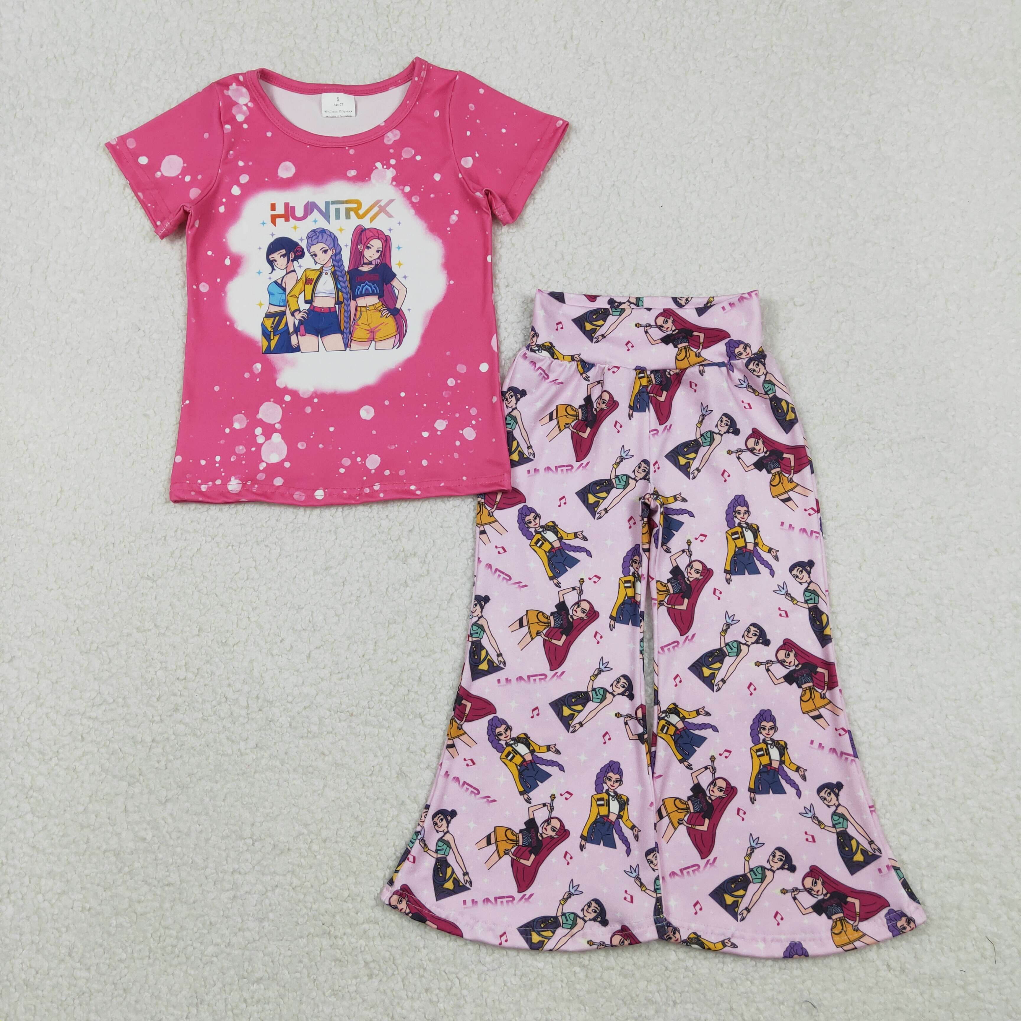 GSPO2122 RTS  toddler girl clothes girl bell bottom pant set