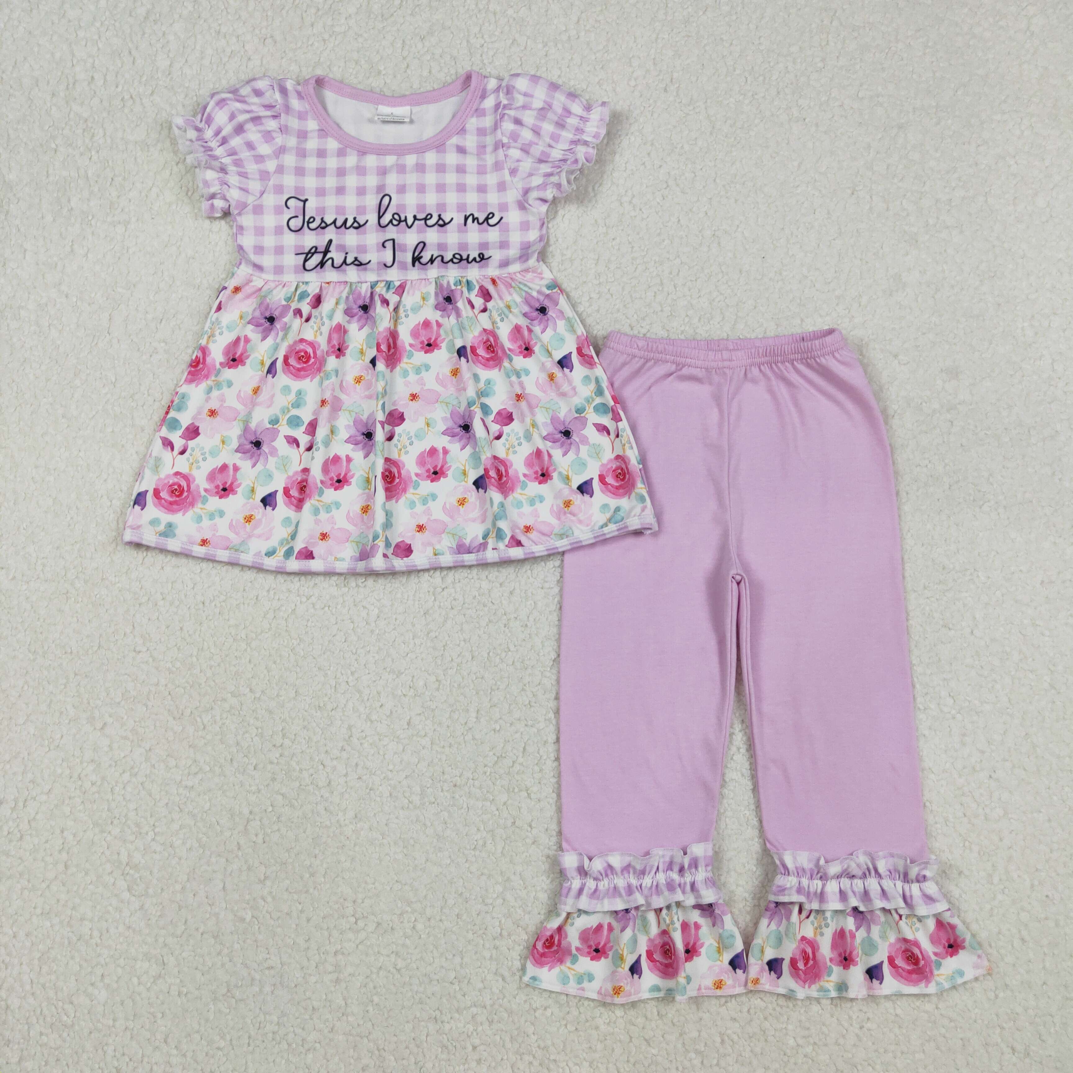 GSPO2129 RTS  toddler girl clothes floral girl spring set