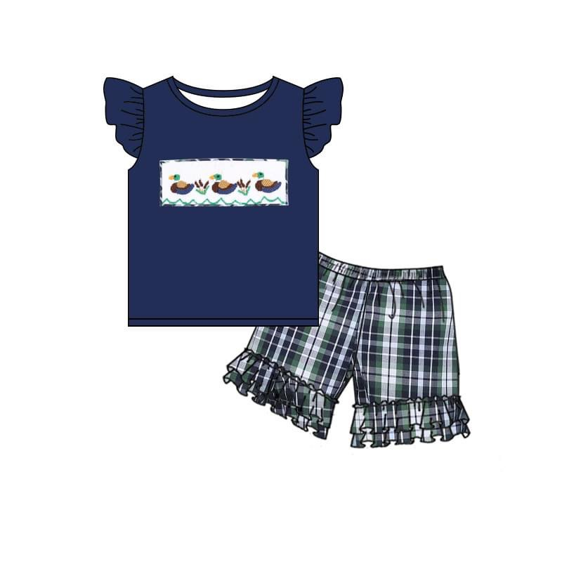 GSSO0156 baby girl clothes navy duck embroidery summer outfits-promotion $5.5 2026.3.28