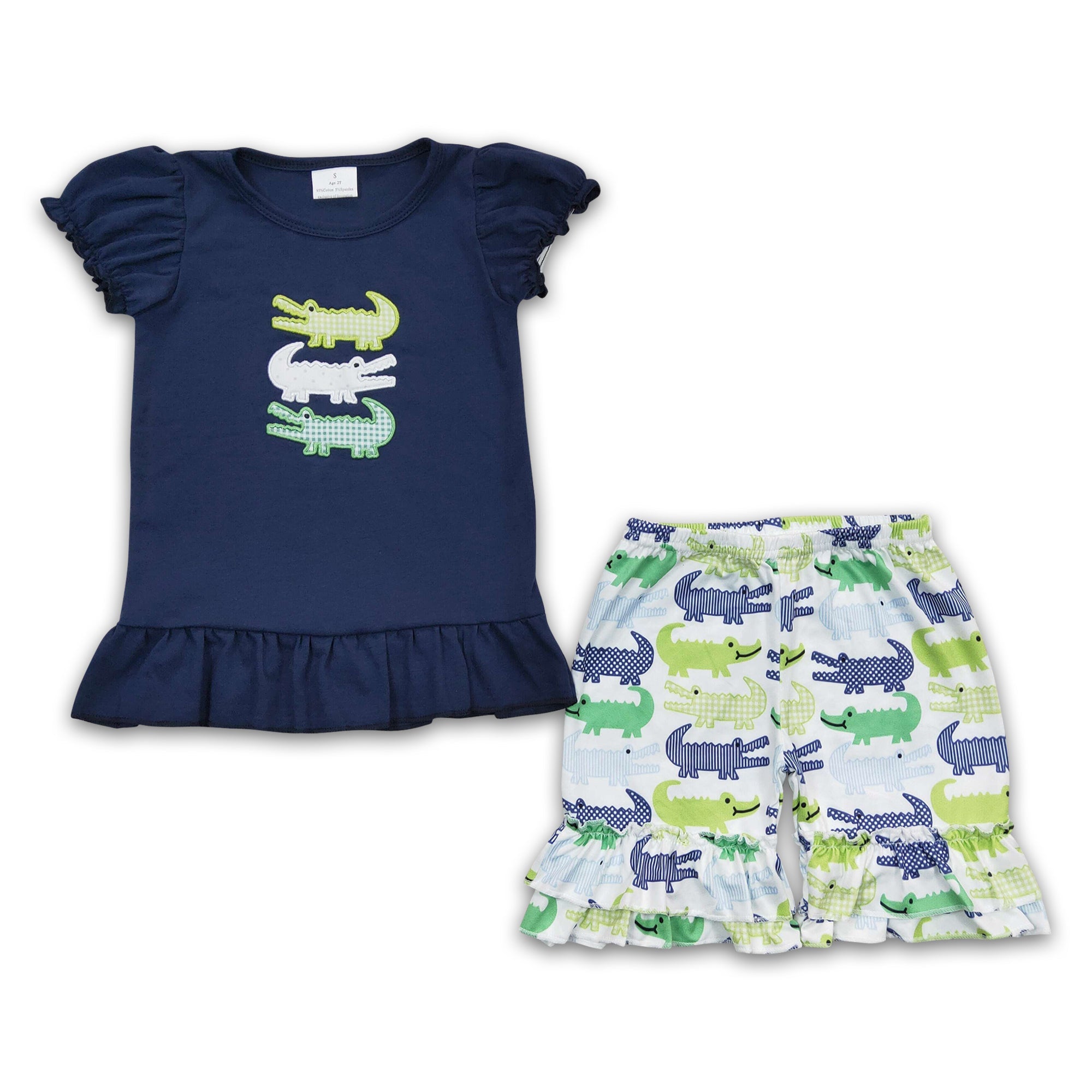 GSSO0159 baby girl clothes embroidery crocodile summer outfits embroidered-promotion $5.5 2026.3.28