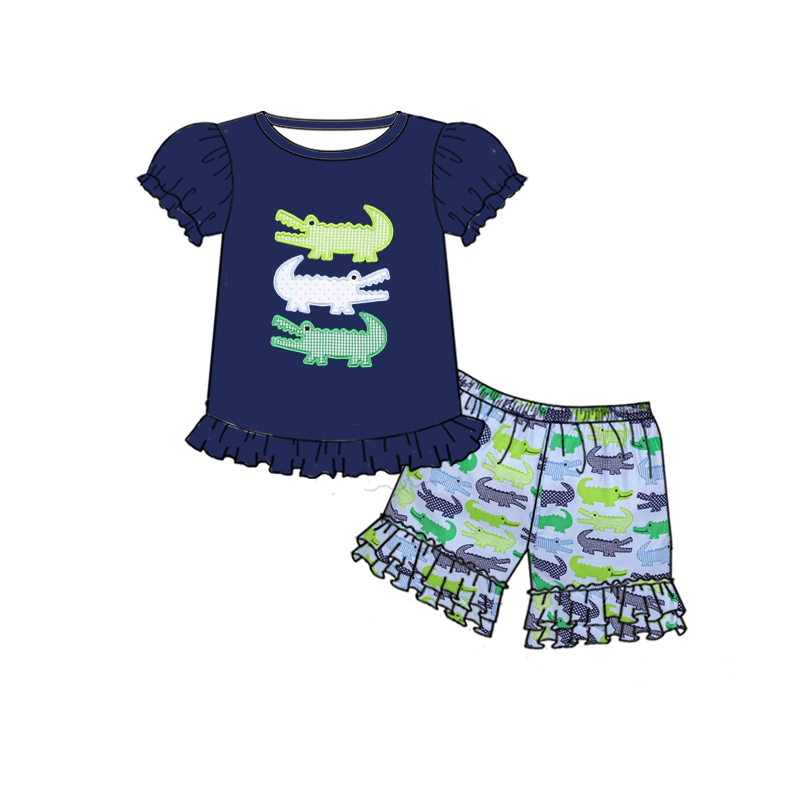 GSSO0159 baby girl clothes embroidery crocodile summer outfits embroidered-promotion $5.5 2026.3.28