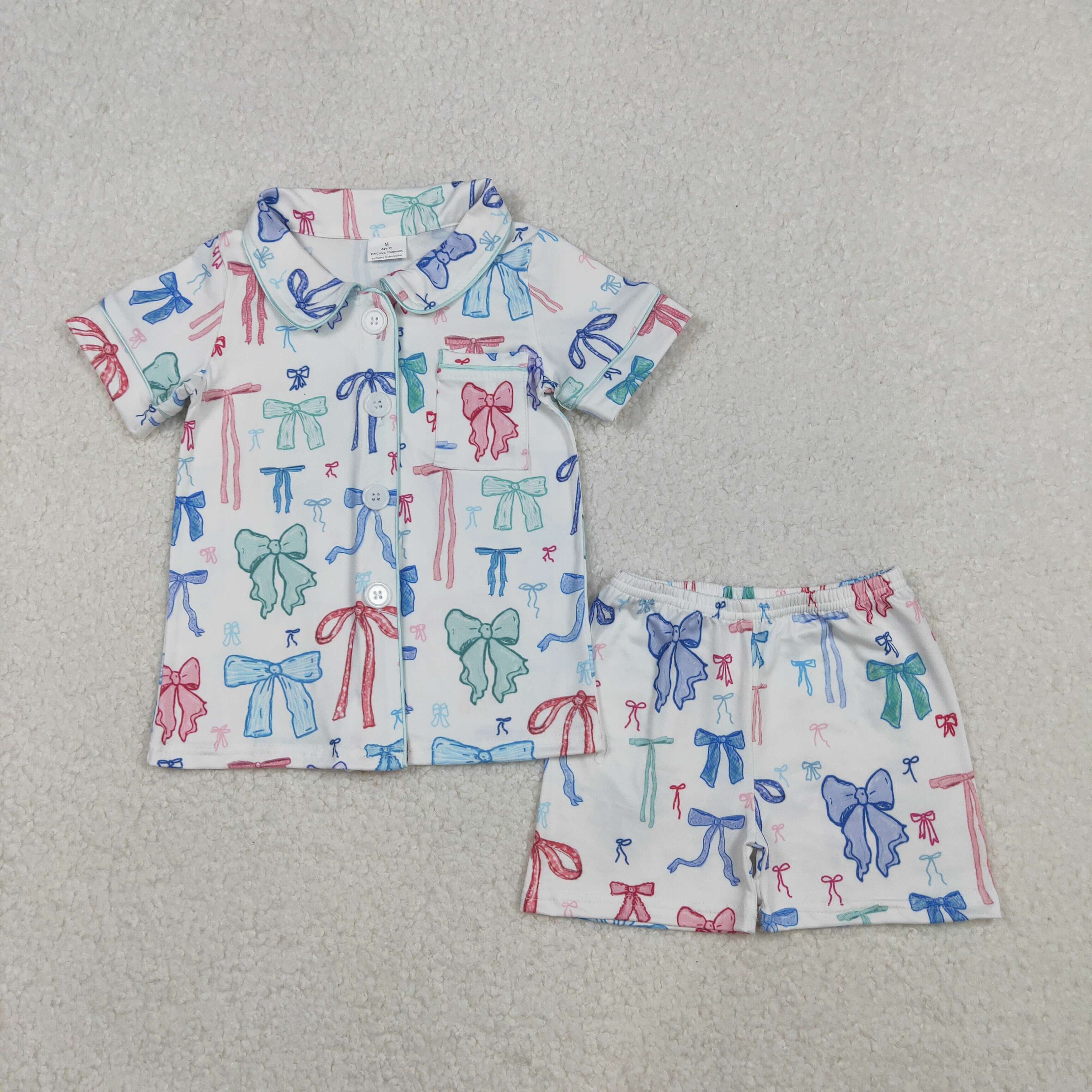 GSSO2217 RTS toddler girl clothes bows girl summer set summer pajamas set