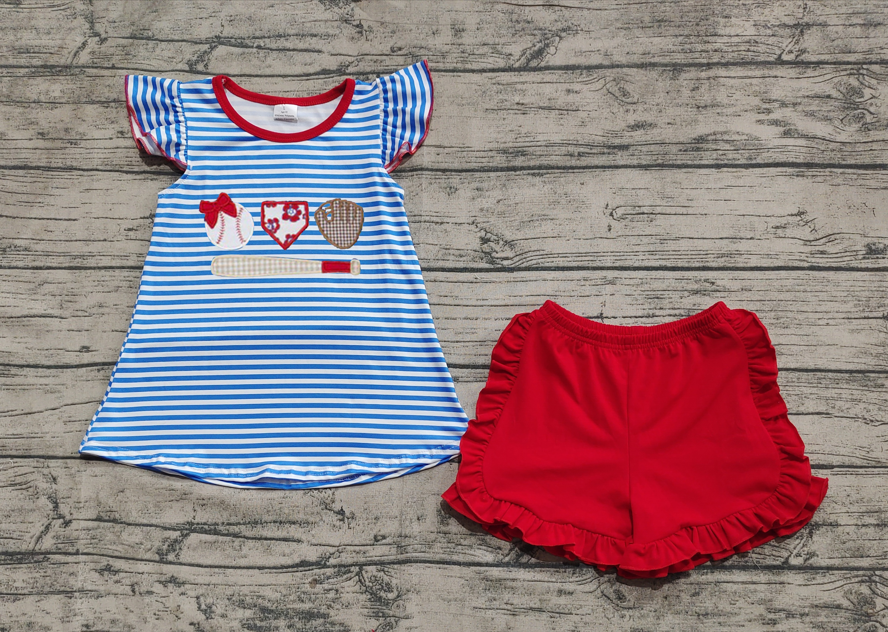 GSSO2348 pre-order baby girl clothes baseball toddler girl summer outfit-real pic 2025.3.15 