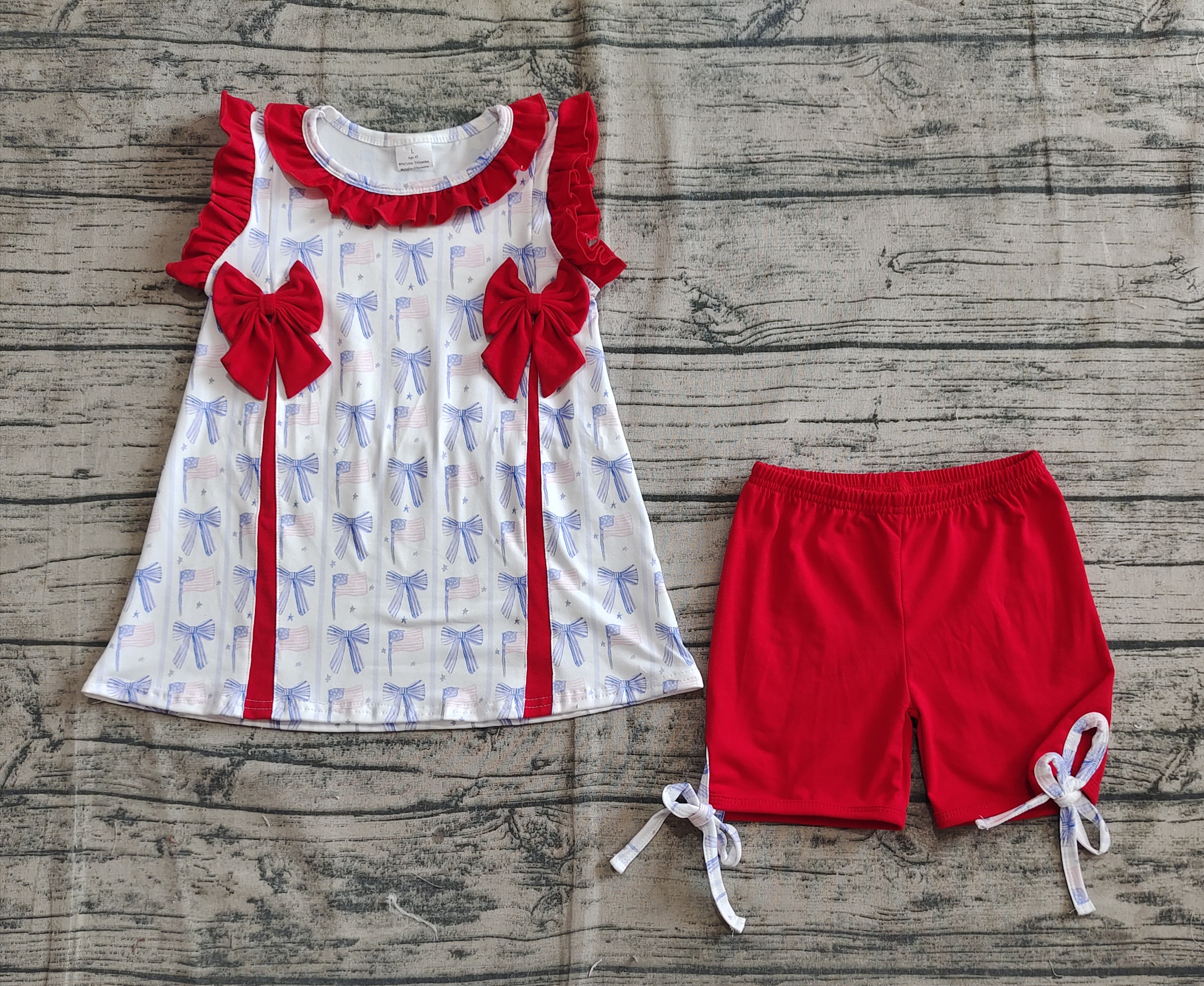 GSSO2373 pre-order baby girl clothes flag toddler girl 4th of July Patriotic summer outfit-real pic 2025.3.19 